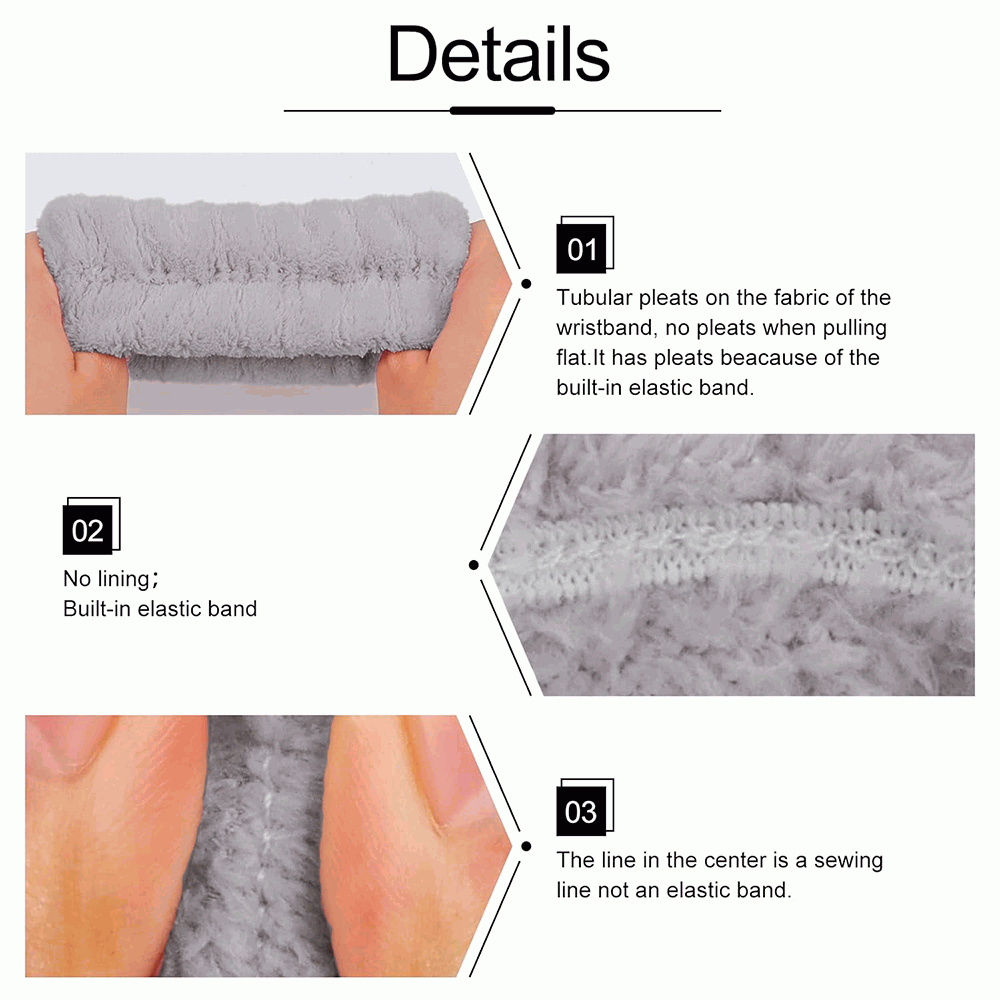 Diadema de Spa con Lazo y Muñequeras para Maquillaje Facial y Cuidado de la Piel - Gris - imagen 6