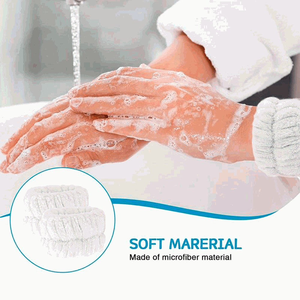 Diadema de Spa con Lazo y Muñequeras para Maquillaje Facial y Cuidado de la Piel - Blanco - imagen 4