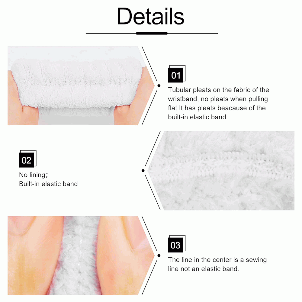 Diadema de Spa con Lazo y Muñequeras para Maquillaje Facial y Cuidado de la Piel - Blanco - imagen 6