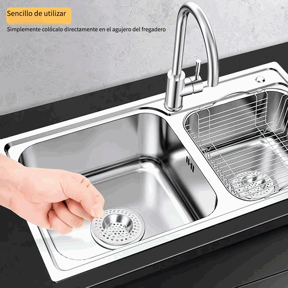 Filtro de Acero Inoxidable para Desagüe de Baño y Cocina, Colador de Fregadero - 7.3cm - 70 hoyos  - Plateado - imagen 5