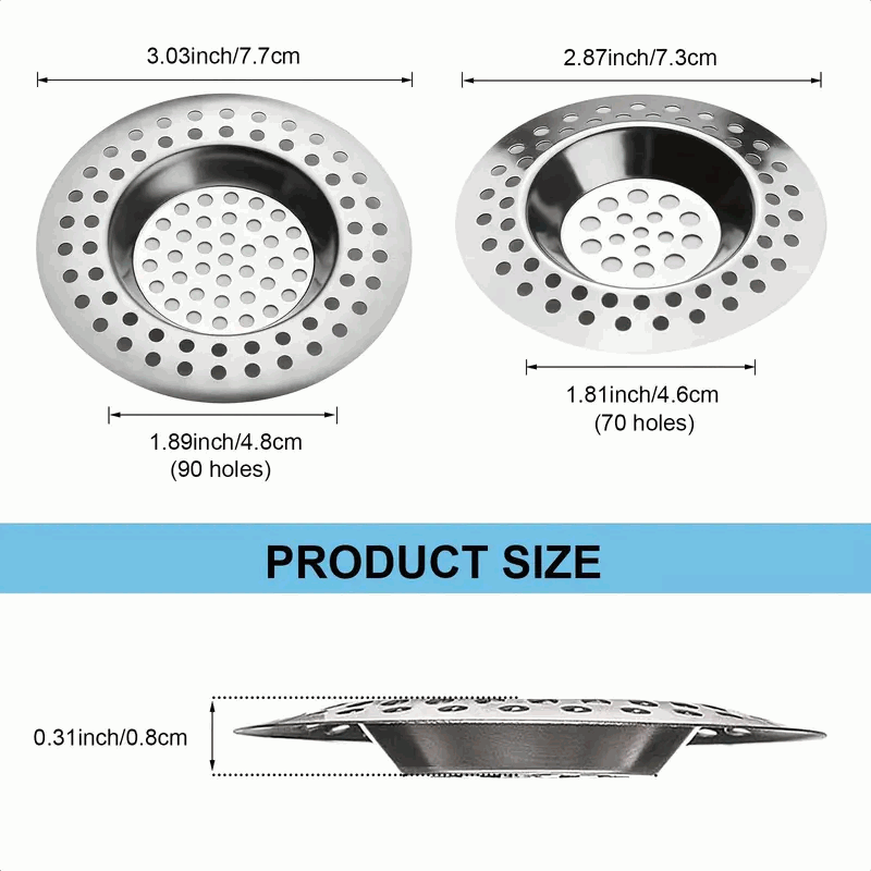 Filtro de Acero Inoxidable para Desagüe de Baño y Cocina, Colador de Fregadero - 7.7cm - 90 hoyos - Plateado - imagen 2
