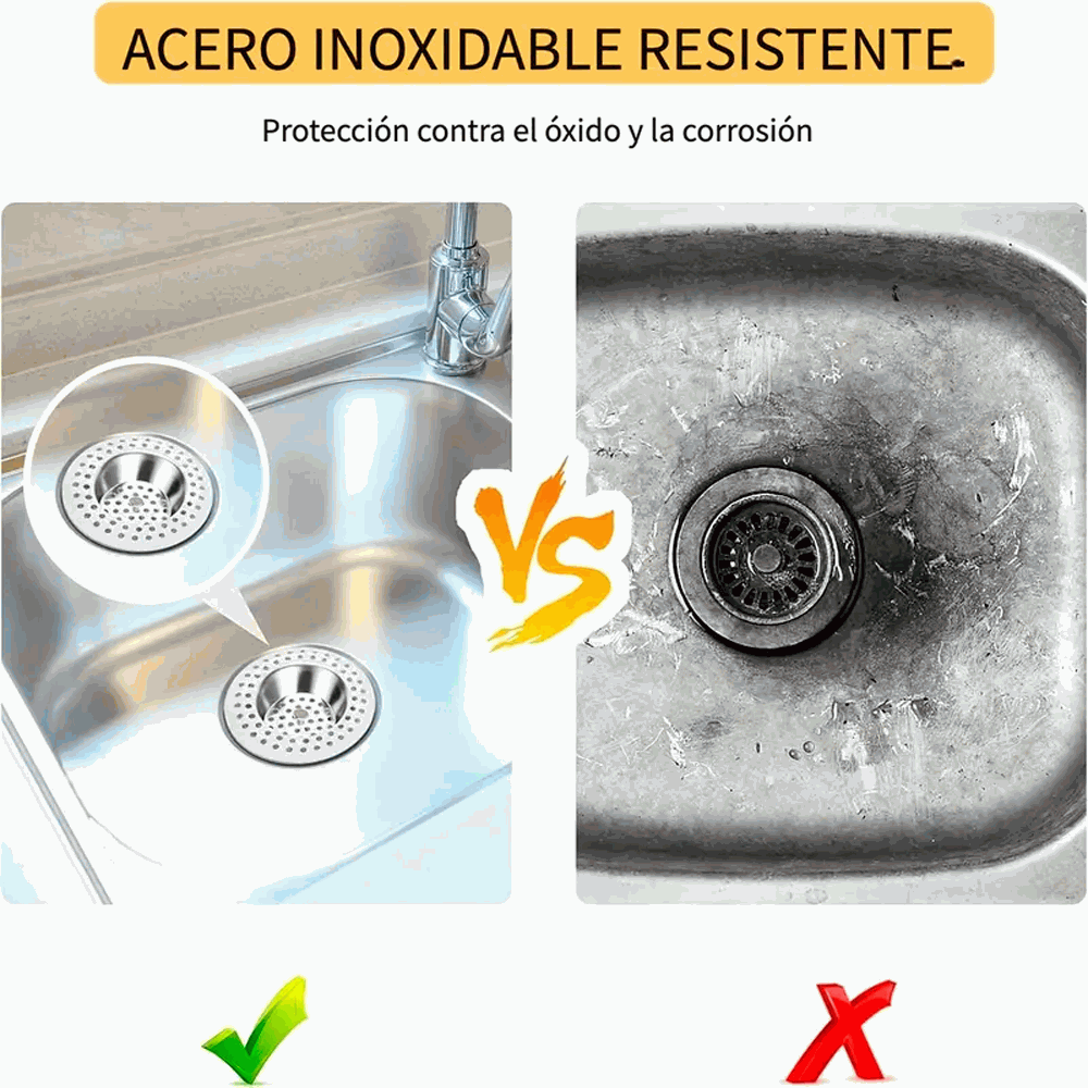 Filtro de Acero Inoxidable para Desagüe de Baño y Cocina, Colador de Fregadero - 7.7cm - 90 hoyos - Plateado - imagen 4