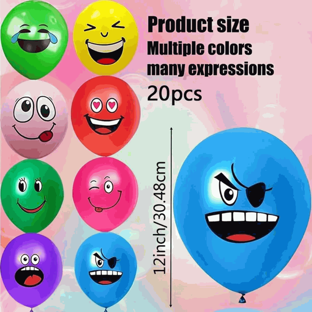 20 globos de látex de colores con caritas sonrientes, globos para fiestas infantiles, baby shower, bodas (colores surtidos) - imagen 2