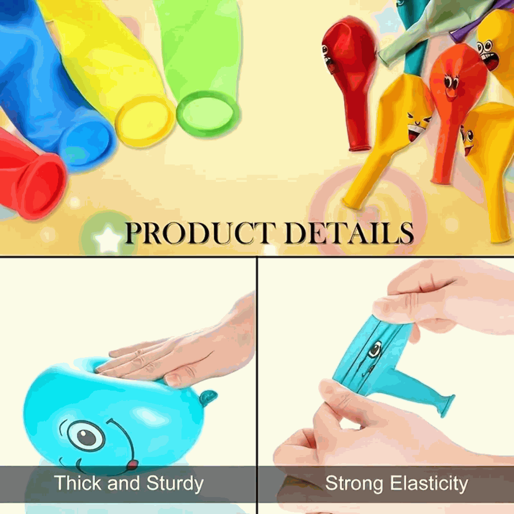 20 globos de látex de colores con caritas sonrientes, globos para fiestas infantiles, baby shower, bodas (colores surtidos) - imagen 3