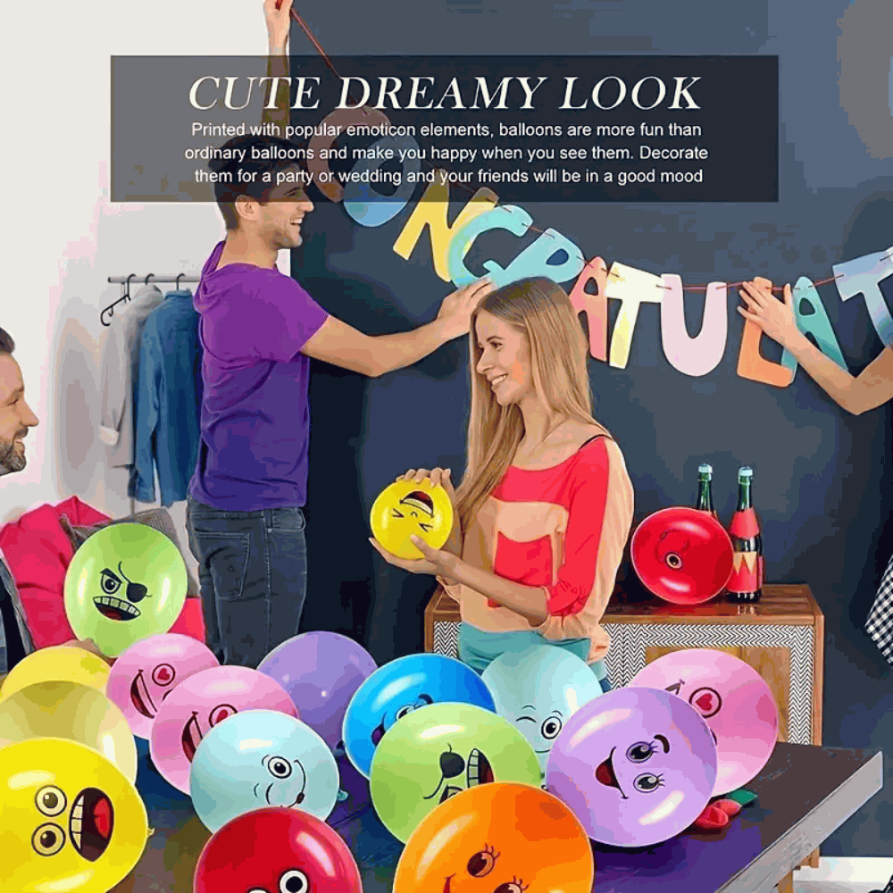 20 globos de látex de colores con caritas sonrientes, globos para fiestas infantiles, baby shower, bodas (colores surtidos) - imagen 6