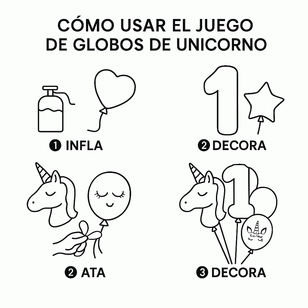 Set de Globos Unicornio para Cumpleaños de Niña – 7 Piezas con Número 1, Unicornio Gigante y Globos de Látex – Decoración Infantil Rosa y Blanca - imagen 4