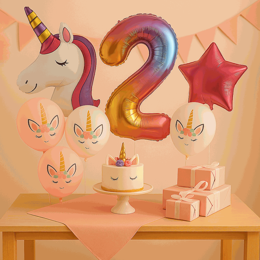 Set de Globos Unicornio para Cumpleaños de Niña – 7 Piezas con Número 2, Unicornio Gigante y Globos de Látex – Decoración Infantil - imagen 3