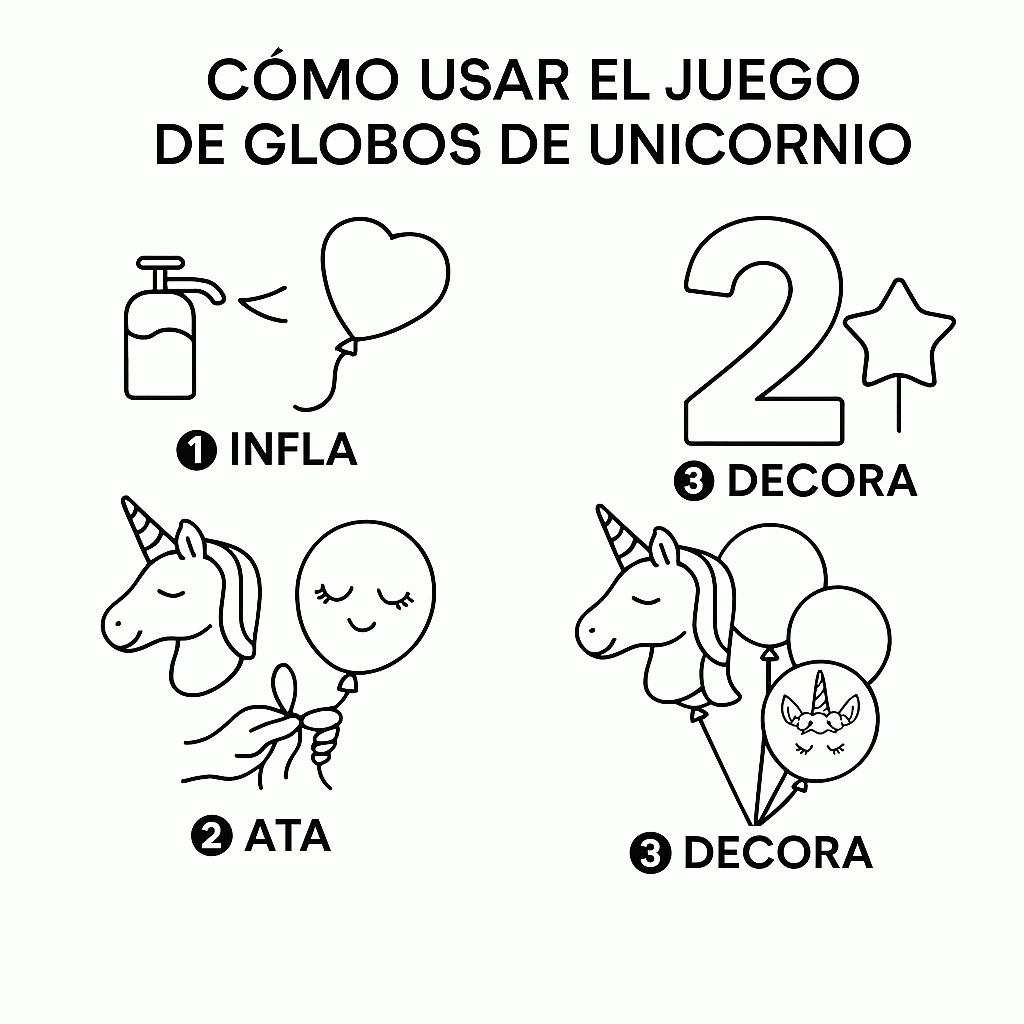 Set de Globos Unicornio para Cumpleaños de Niña – 7 Piezas con Número 2, Unicornio Gigante y Globos de Látex – Decoración Infantil - imagen 4