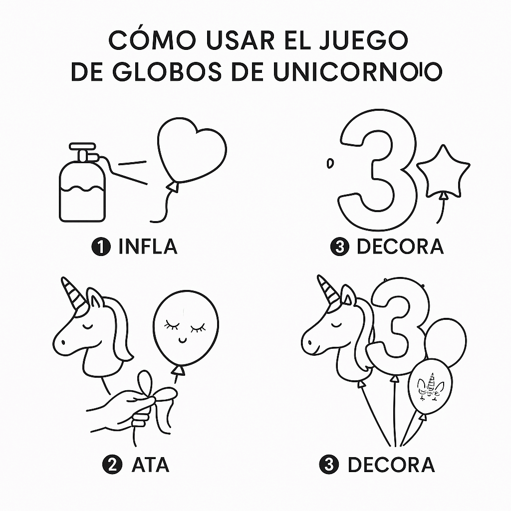 Set de Globos Unicornio para Cumpleaños de Niña – 7 Piezas con Número 3, Unicornio Gigante y Globos de Látex – Decoración Infantil - imagen 4