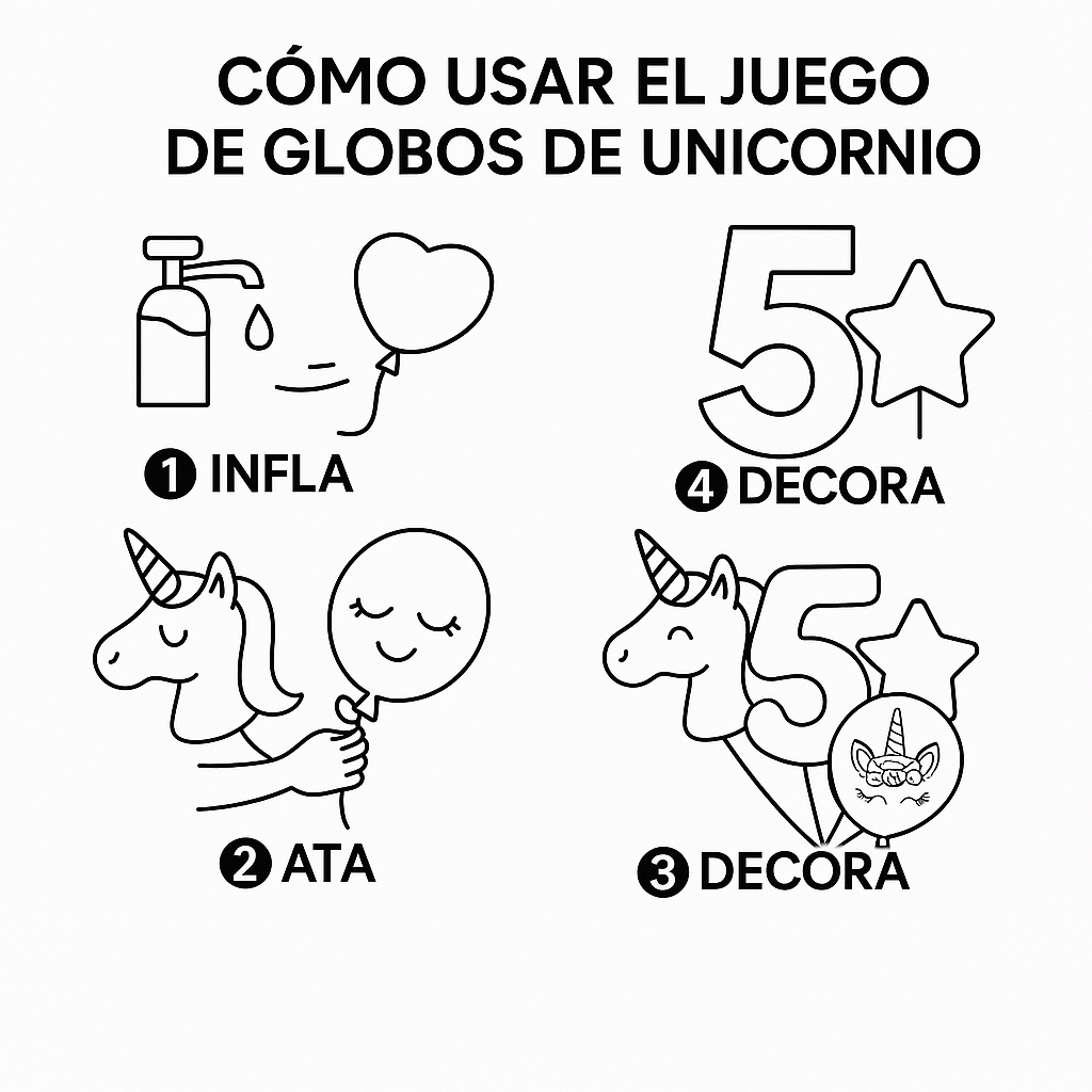Set de Globos Unicornio para Cumpleaños de Niña – 7 Piezas con Número 5, Unicornio Gigante y Globos de Látex – Decoración Infantil - imagen 4