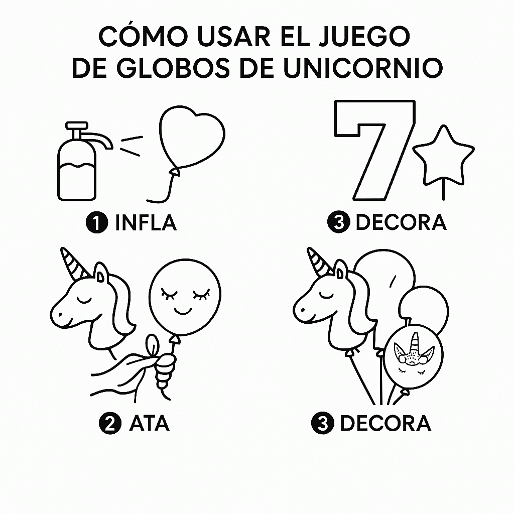 Set de Globos Unicornio para Cumpleaños de Niña – 7 Piezas con Número 7, Unicornio Gigante y Globos de Látex – Decoración Infantil - imagen 4