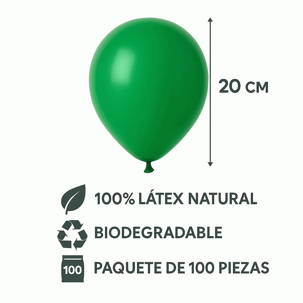 Globos de Cumpleaños Orgánicos 100 Piezas - 100% Látex Natural Biodegradable - Multicolor - 20 cm - imagen 4
