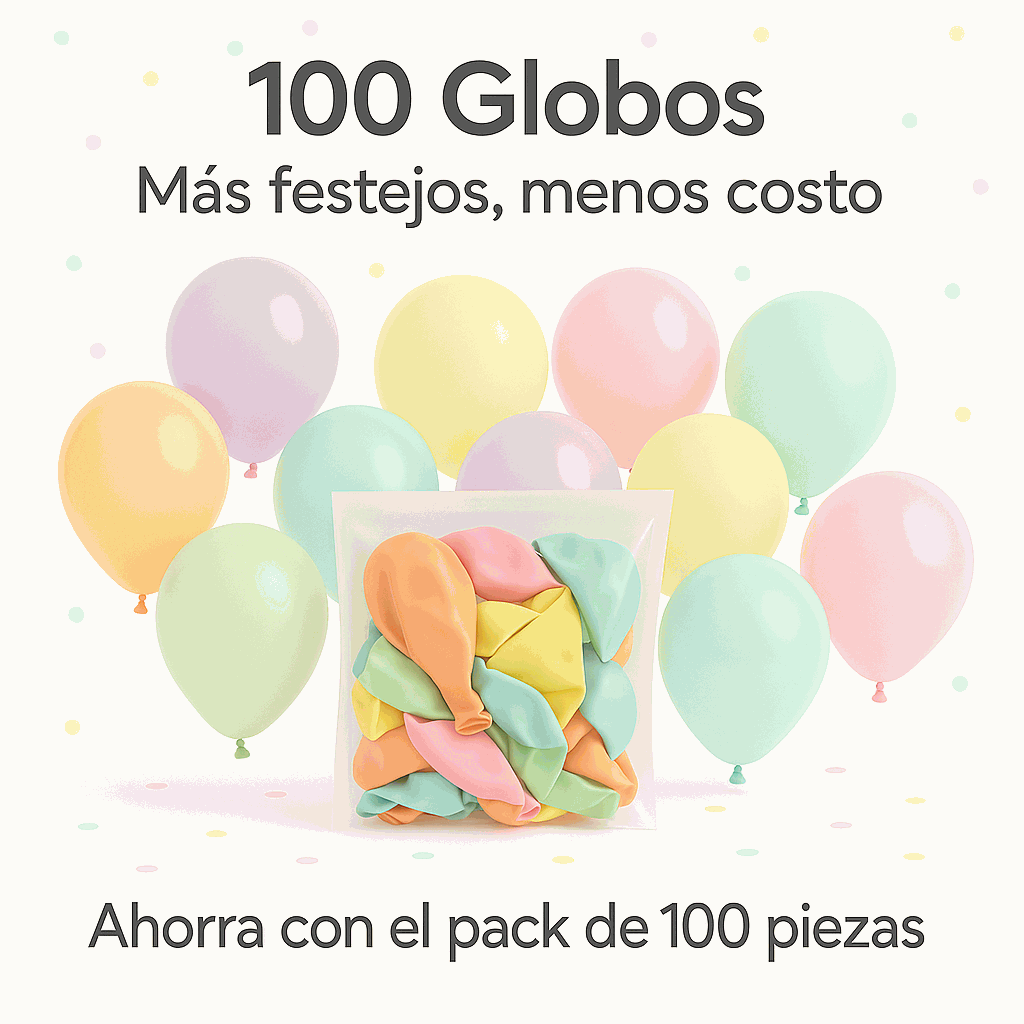 Globos de Cumpleaños Orgánicos 100 Piezas - 100% Látex Natural Biodegradable - Multicolor Pastel - 20 cm - imagen 6