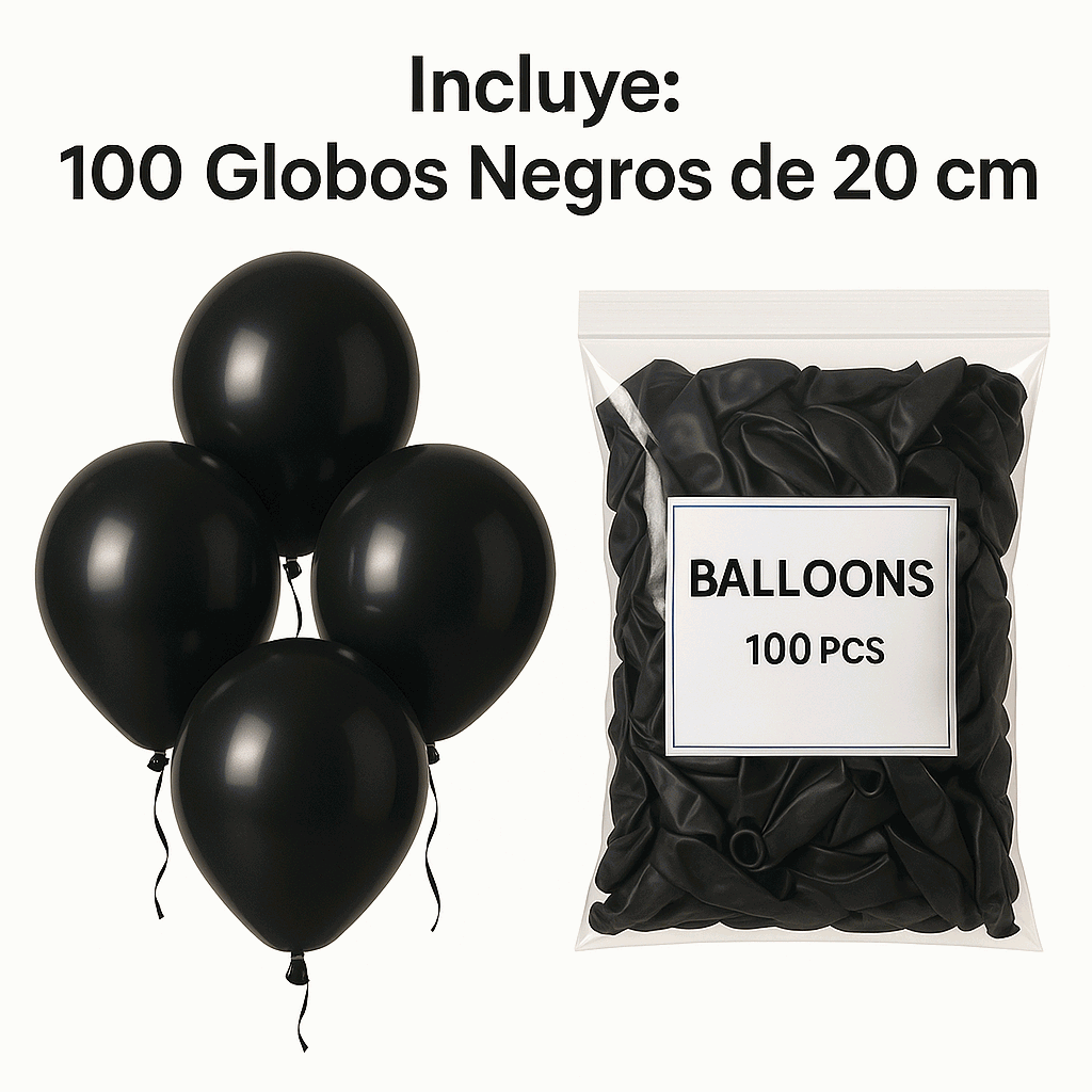 Globos de Cumpleaños Orgánicos 100 Piezas - 100% Látex Natural Biodegradable - Negro - 20 cm - imagen 6