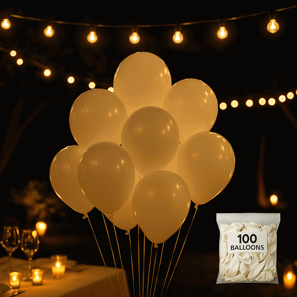 Globos de Cumpleaños Orgánicos 100 Piezas - 100% Látex Natural Biodegradable - Blanco - 20 cm - imagen 5