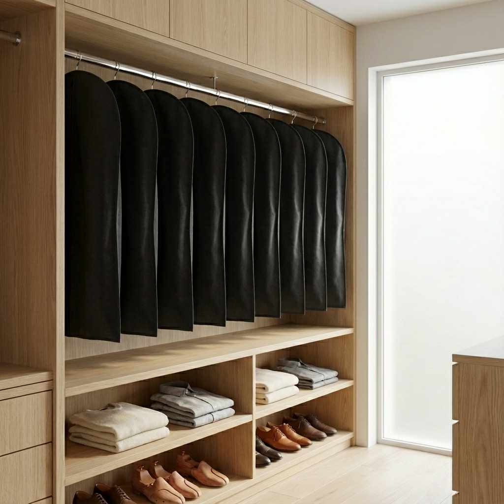Funda para Trajes Negra de PEVA 60x90 cm - Protector de Ropa Transpirable, Antipolvo y Reutilizable - imagen 6