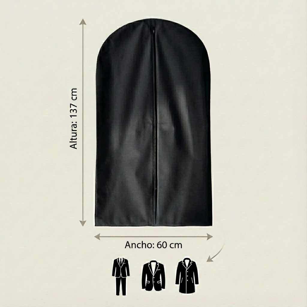 Funda para Trajes Negra de PEVA 60x137 cm - Protector de Ropa Transpirable, Antipolvo y Reutilizable - imagen 4