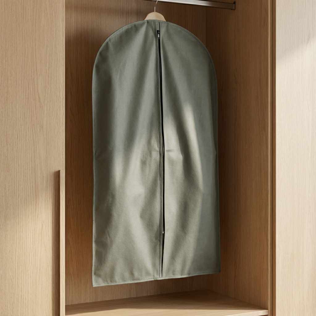 Funda para Trajes Gris de PEVA 60x100 cm - Protector de Ropa Transpirable, Antipolvo y Reutilizable - imagen 2