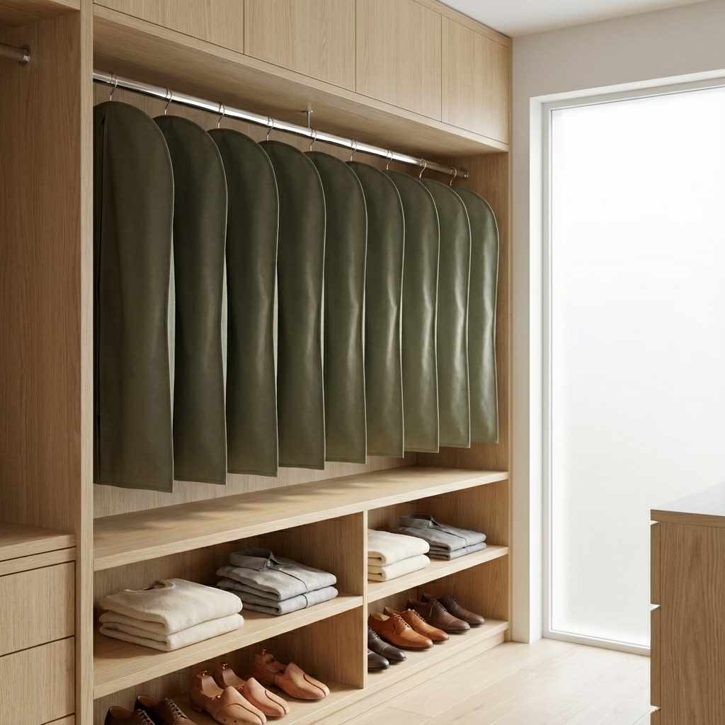Funda para Trajes Gris de PEVA 60x137 cm - Protector de Ropa Transpirable, Antipolvo y Reutilizable - imagen 6