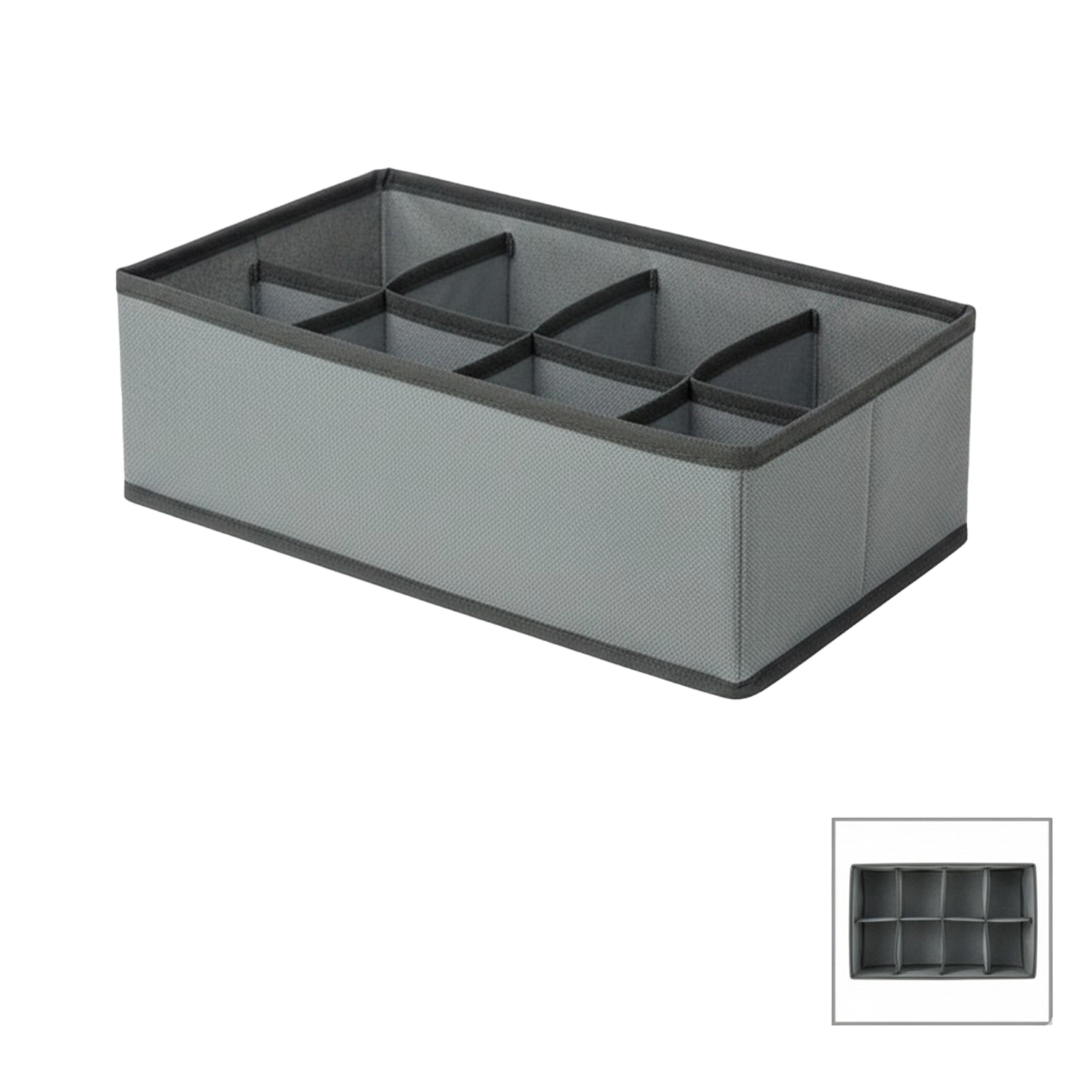 Organizador de Ropa Interior 8 Compartimentos – Separador de Cajones Plegable de Tela 32x16x10 cm – Gris – Caja Organizadora
