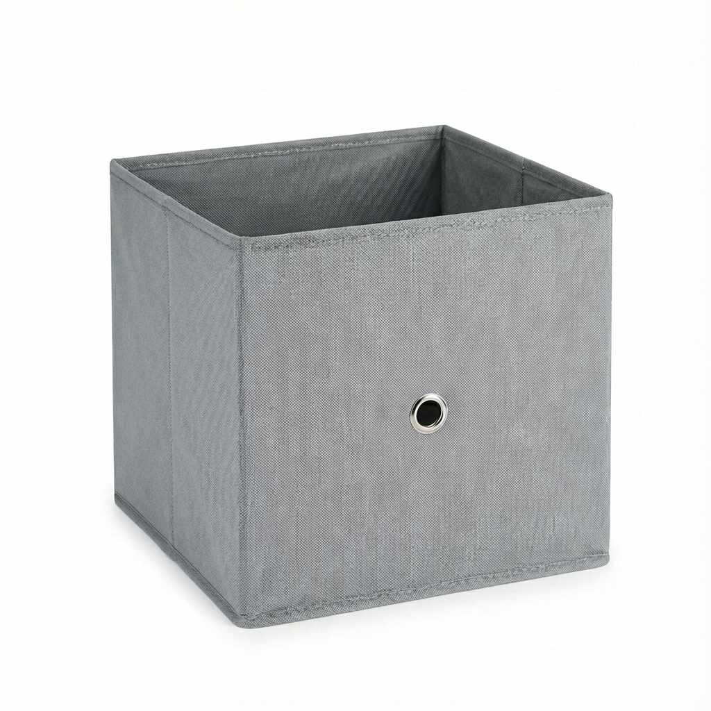 Caja de Almacenamiento Plegable de Tela 26x26x26 cm – Organizador para Armario, Estantería y Hogar – Gris