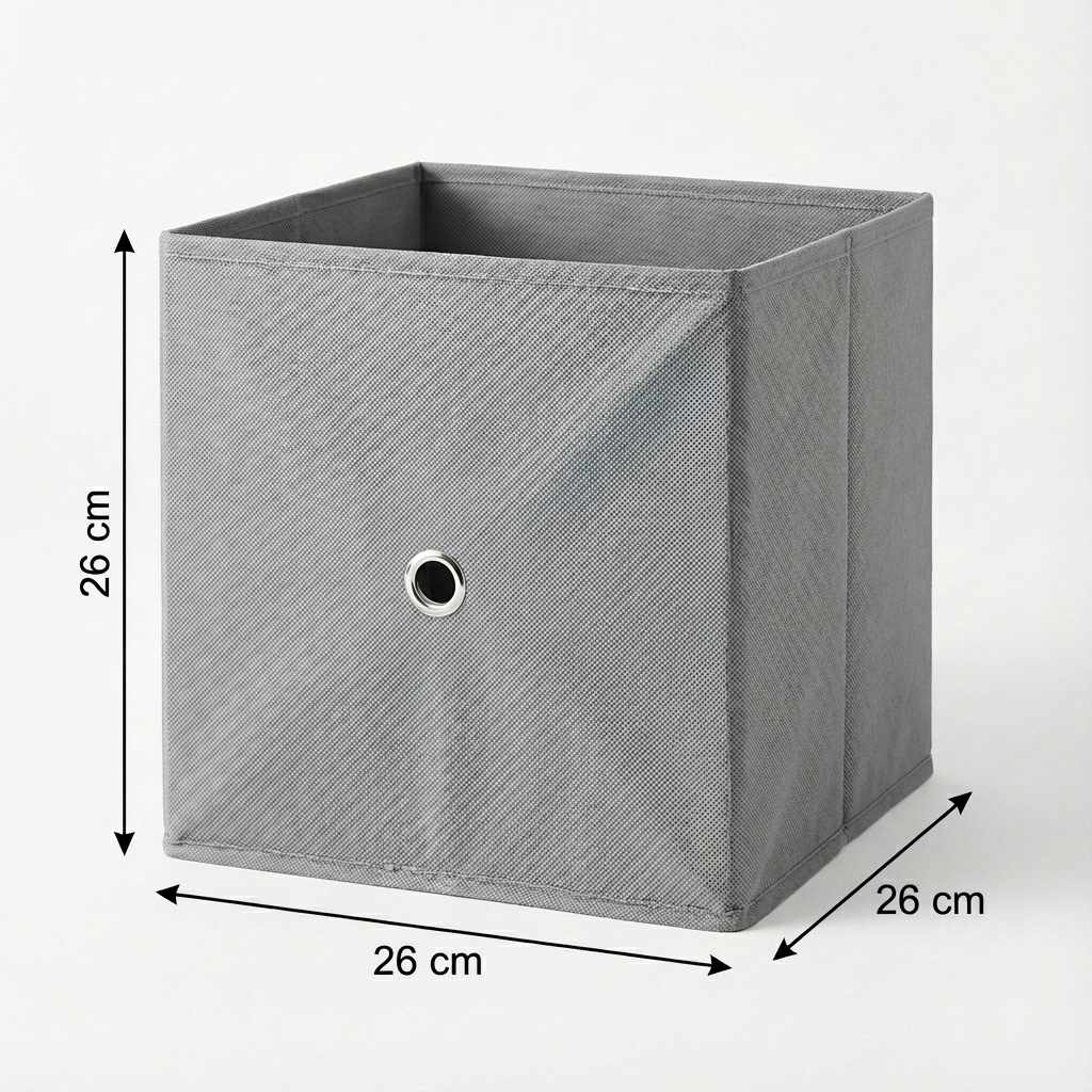 Caja de Almacenamiento Plegable de Tela 26x26x26 cm – Organizador para Armario, Estantería y Hogar – Gris - imagen 2