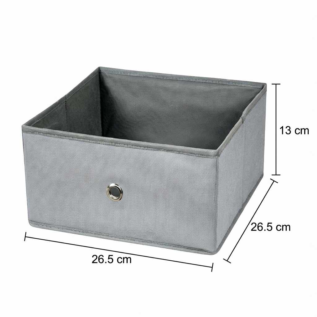 Caja de Almacenamiento Plegable de Tela 26,5x26,5x13 cm – Organizador de Armario, Estantería y Hogar – Color Gris - imagen 2