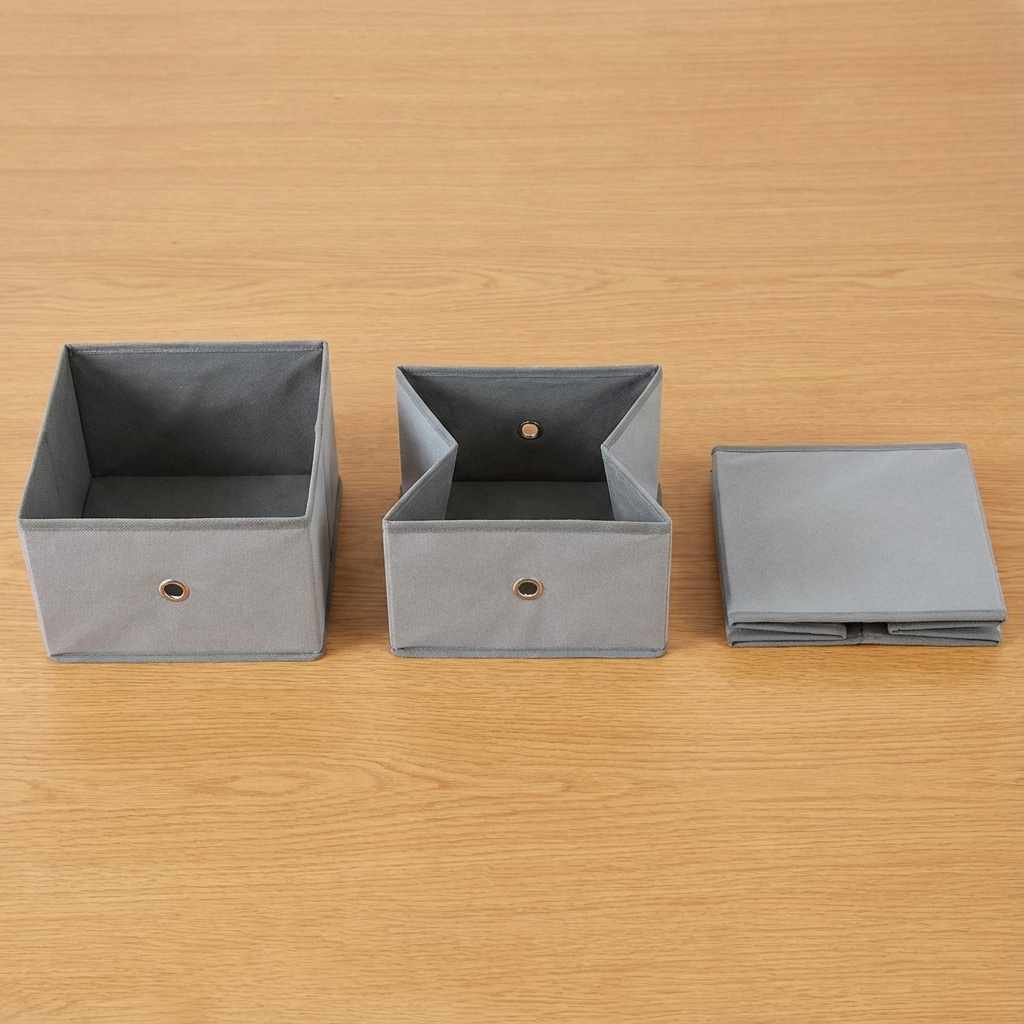 Caja de Almacenamiento Plegable de Tela 26,5x26,5x13 cm – Organizador de Armario, Estantería y Hogar – Color Gris - imagen 3