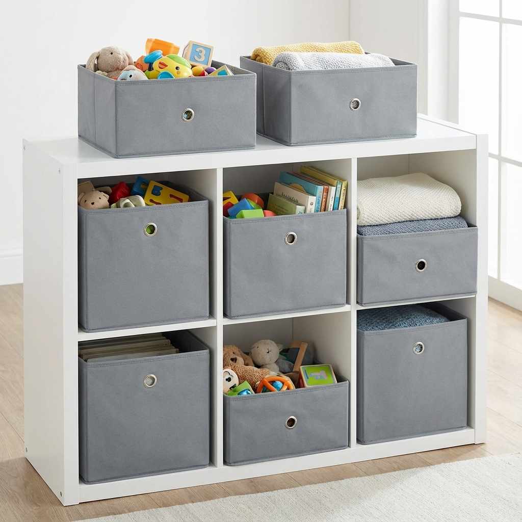 Caja de Almacenamiento Plegable de Tela 26,5x26,5x13 cm – Organizador de Armario, Estantería y Hogar – Color Gris - imagen 6