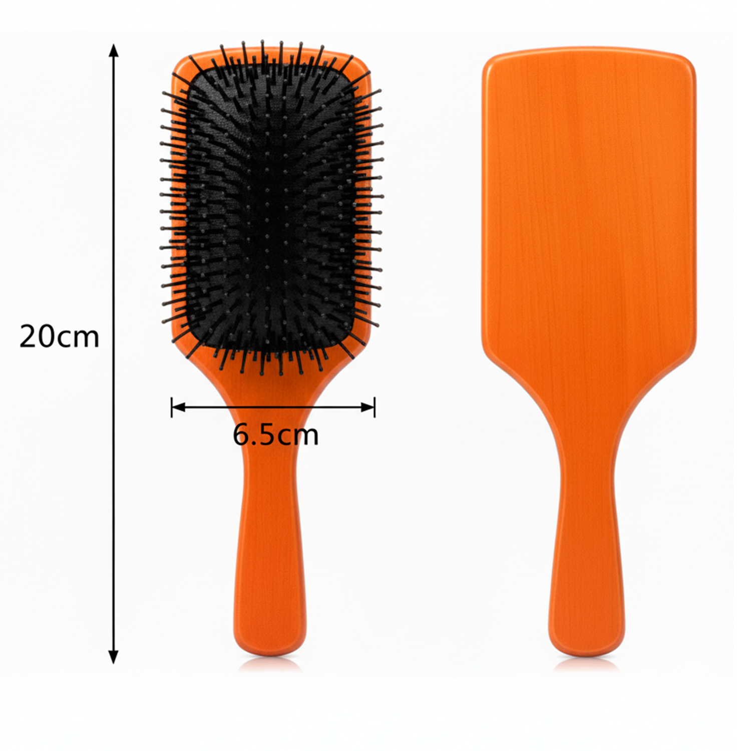 Cepillo Goma Rectangular con mango de madera - puas de plastico - Negro 20 cm - imagen 2