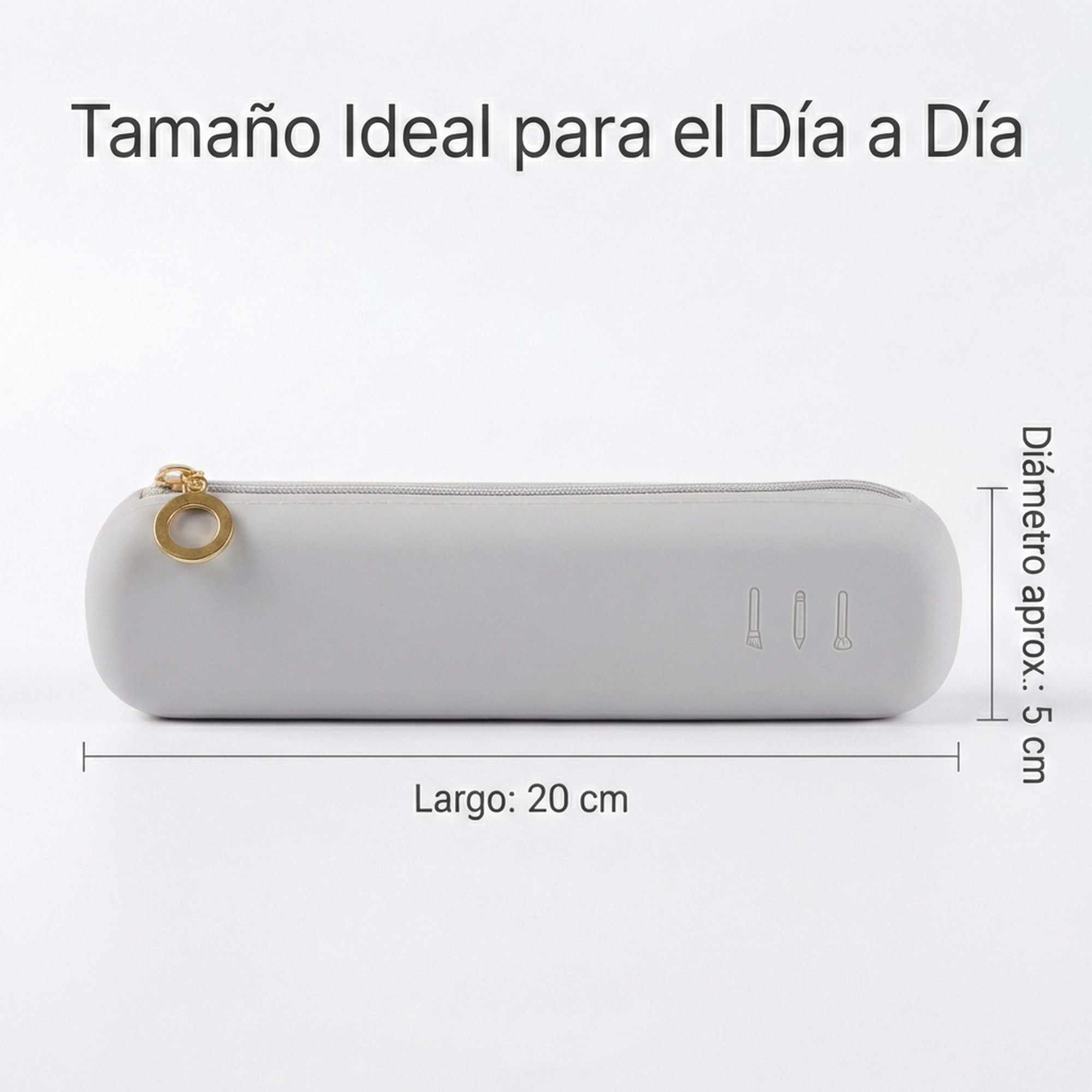 Estuche Rígido de Silicona con Cremallera – Funda Organizadora para Lápices, Maquillaje y Accesorios – Gris - imagen 3