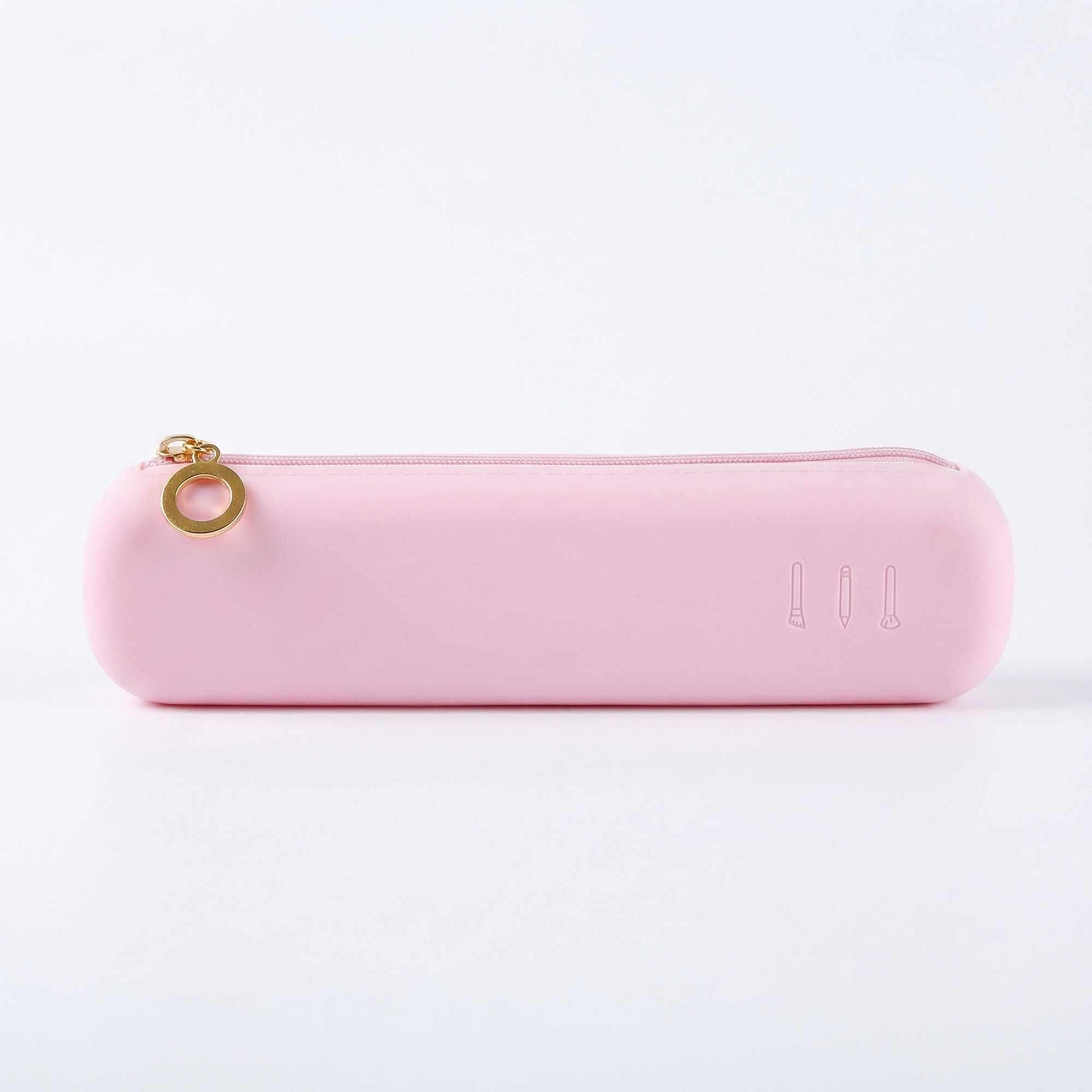 Estuche Rígido de Silicona con Cremallera – Funda Organizadora para Lápices, Maquillaje y Accesorios – Rosa
