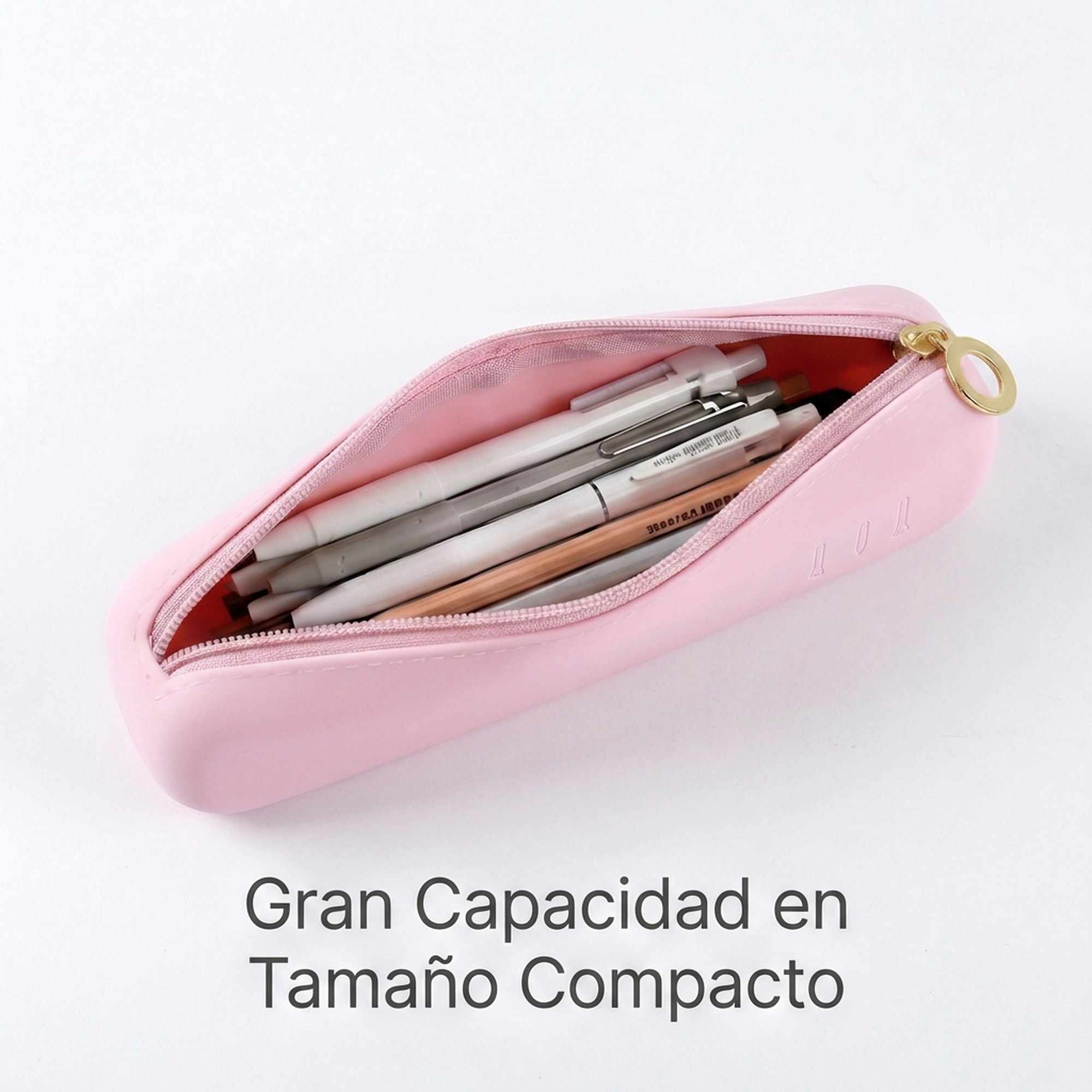 Estuche Rígido de Silicona con Cremallera – Funda Organizadora para Lápices, Maquillaje y Accesorios – Rosa - imagen 2