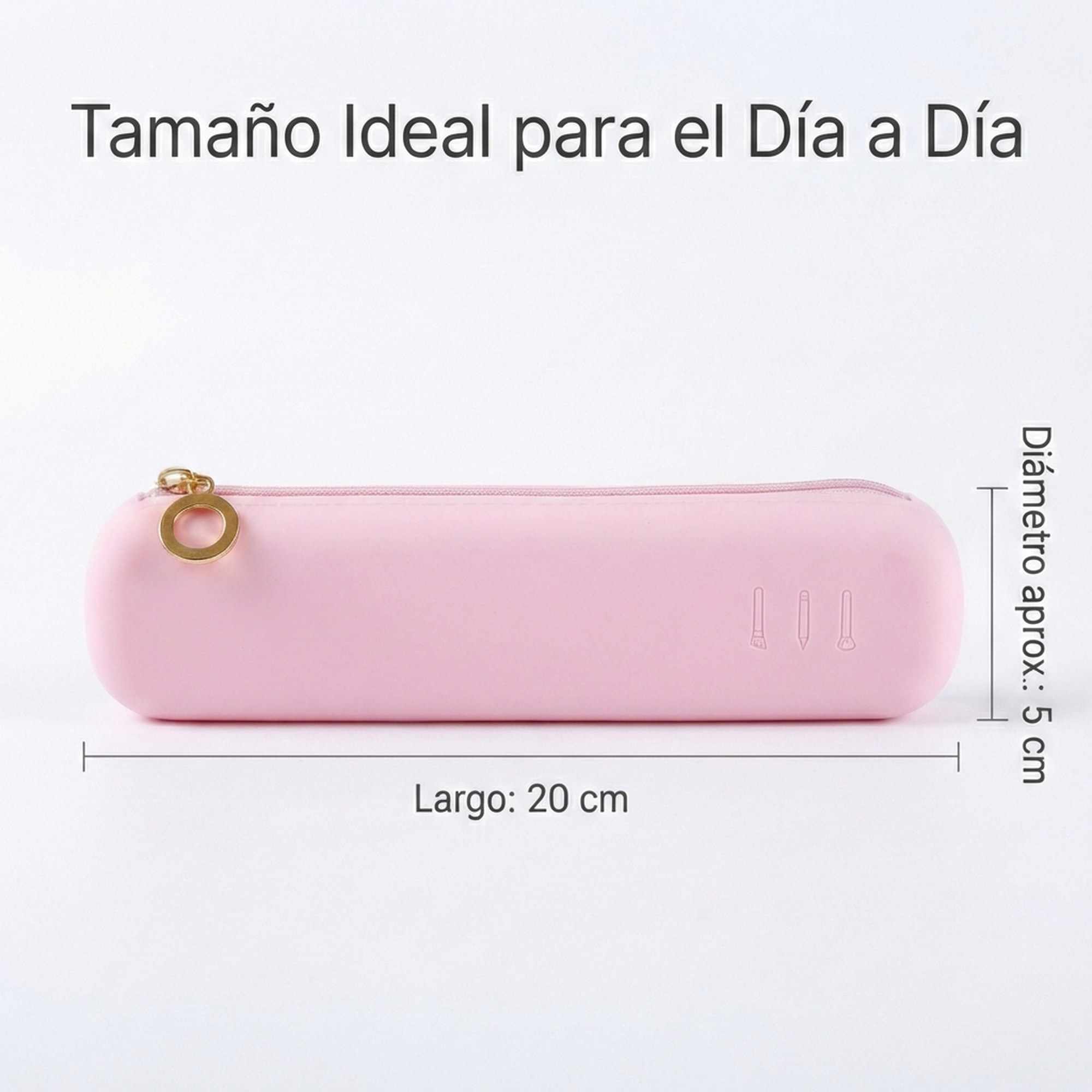 Estuche Rígido de Silicona con Cremallera – Funda Organizadora para Lápices, Maquillaje y Accesorios – Rosa - imagen 3