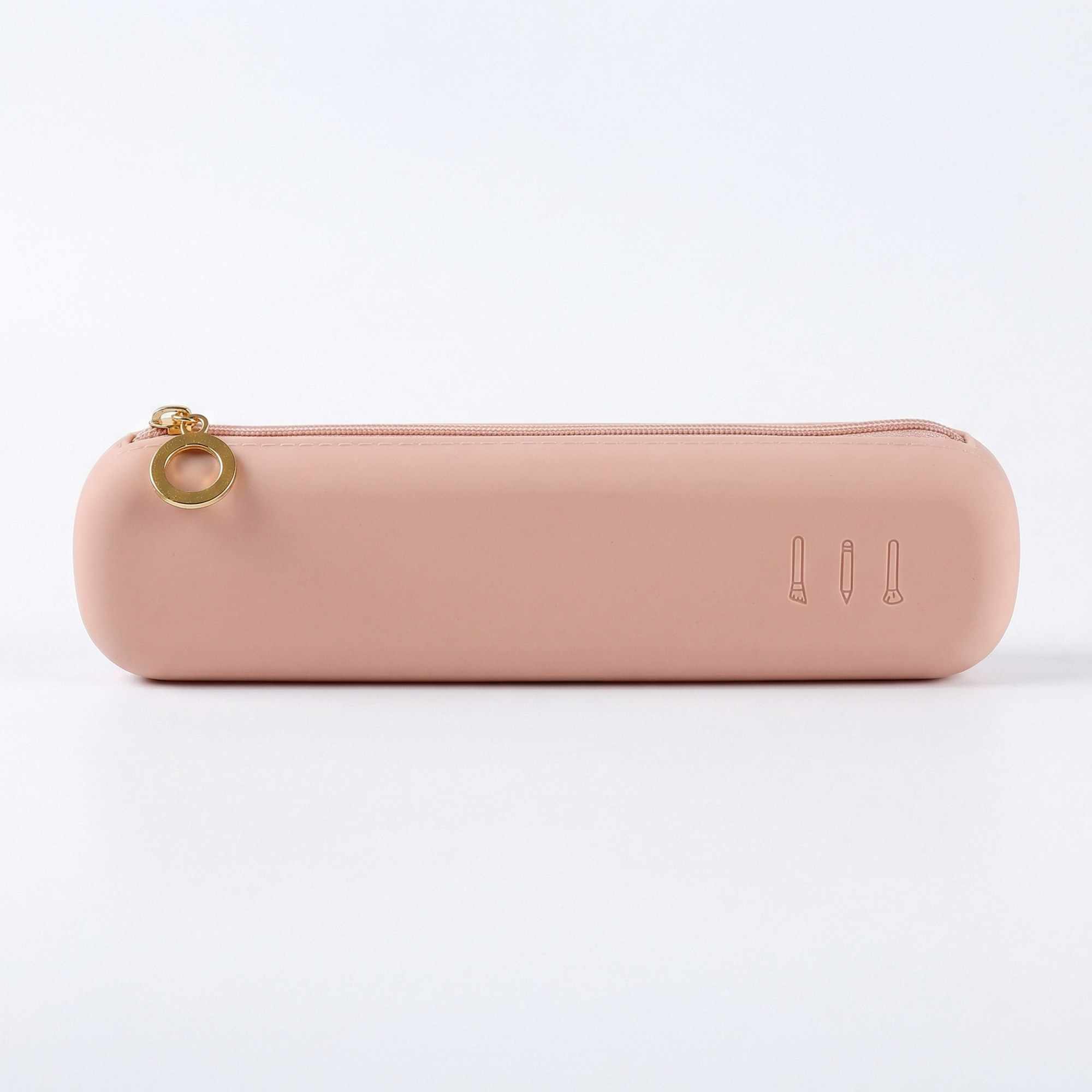 Estuche Rígido de Silicona con Cremallera – Funda Organizadora para Lápices, Maquillaje y Accesorios – Caqui