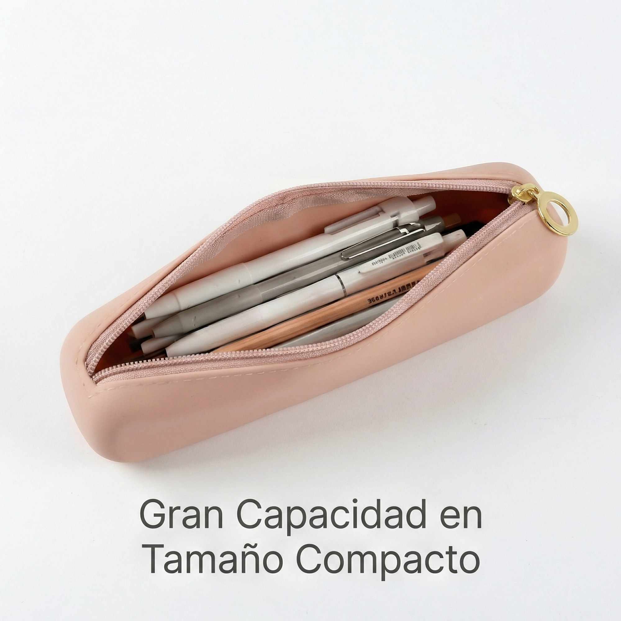 Estuche Rígido de Silicona con Cremallera – Funda Organizadora para Lápices, Maquillaje y Accesorios – Caqui - imagen 2