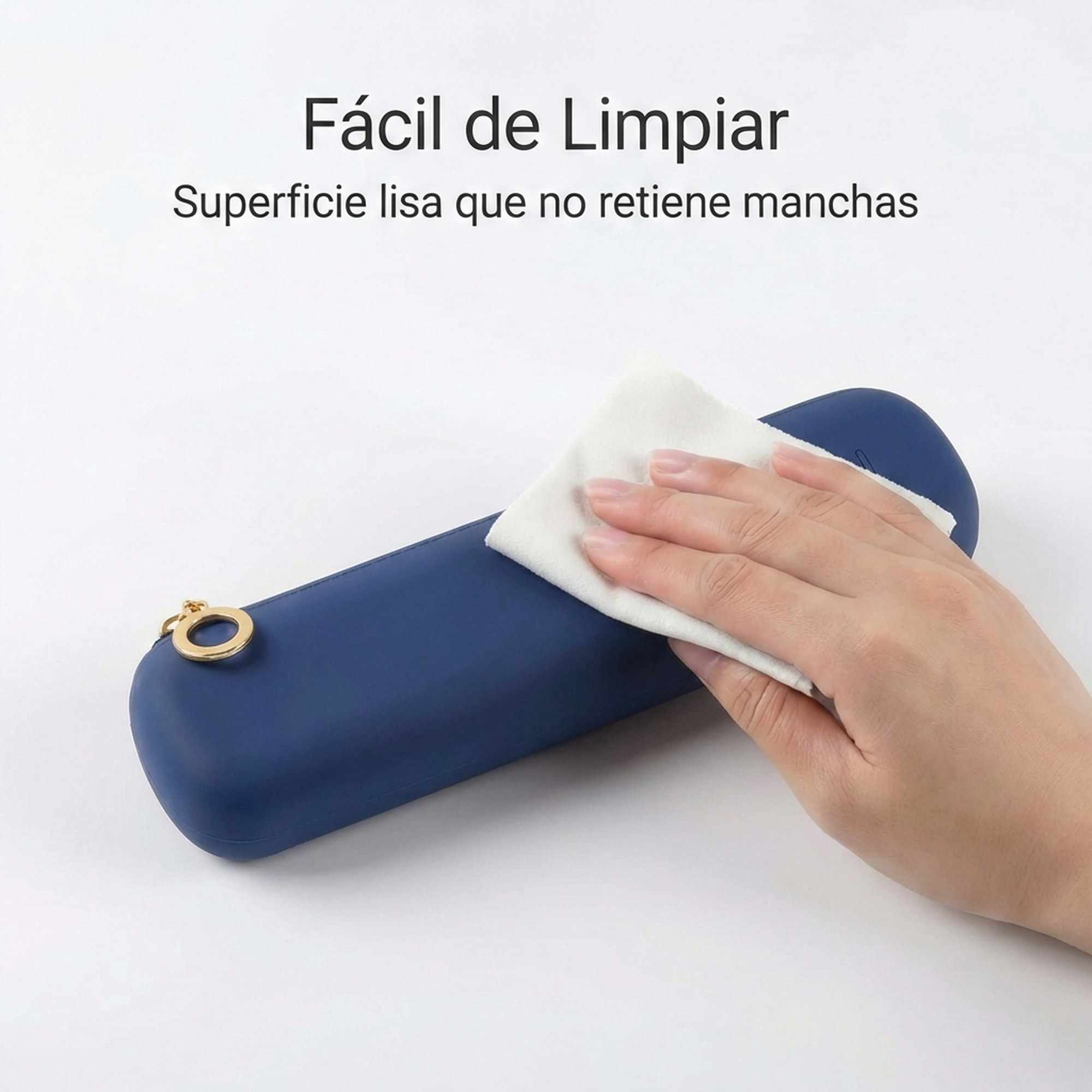 Estuche Rígido de Silicona con Cremallera – Funda Organizadora para Lápices, Maquillaje y Accesorios – Azul Oscuro - imagen 6