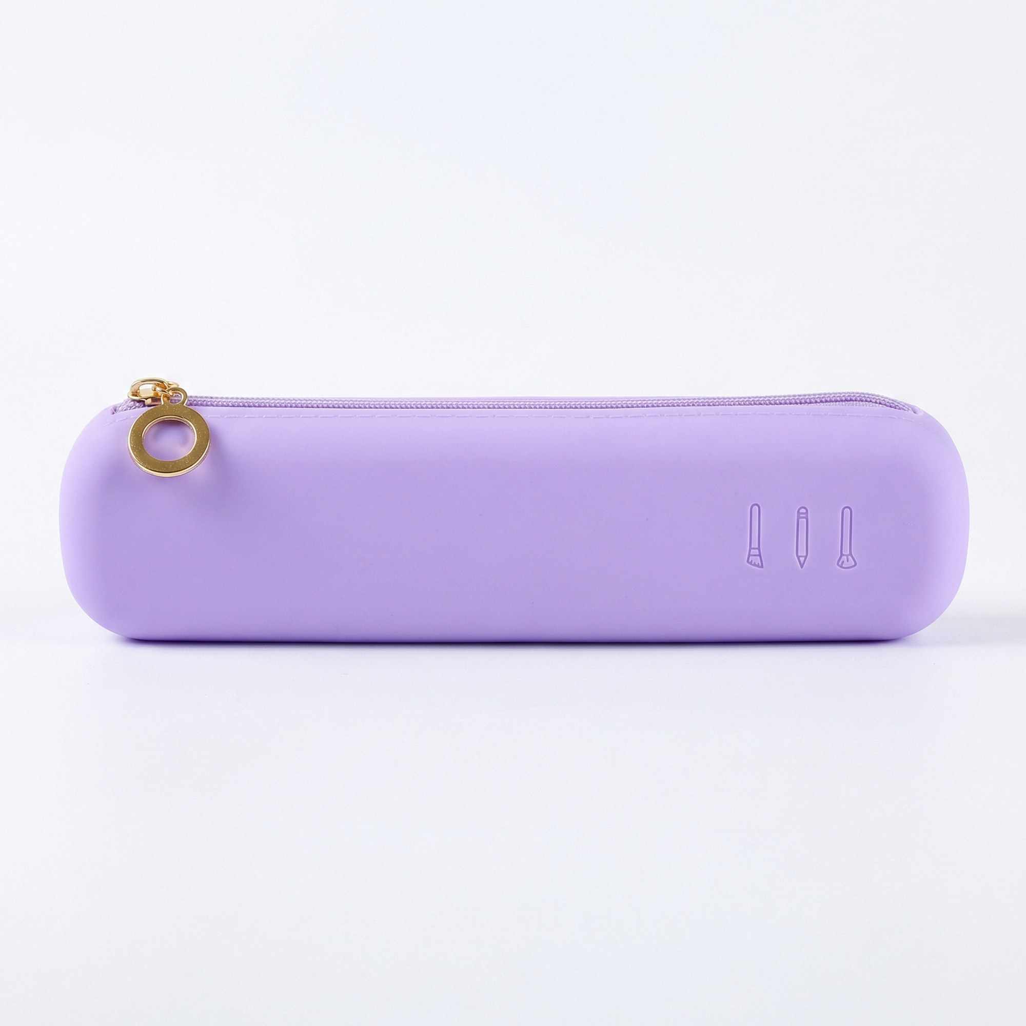 Estuche Rígido de Silicona con Cremallera – Funda Organizadora para Lápices, Maquillaje y Accesorios – Morado