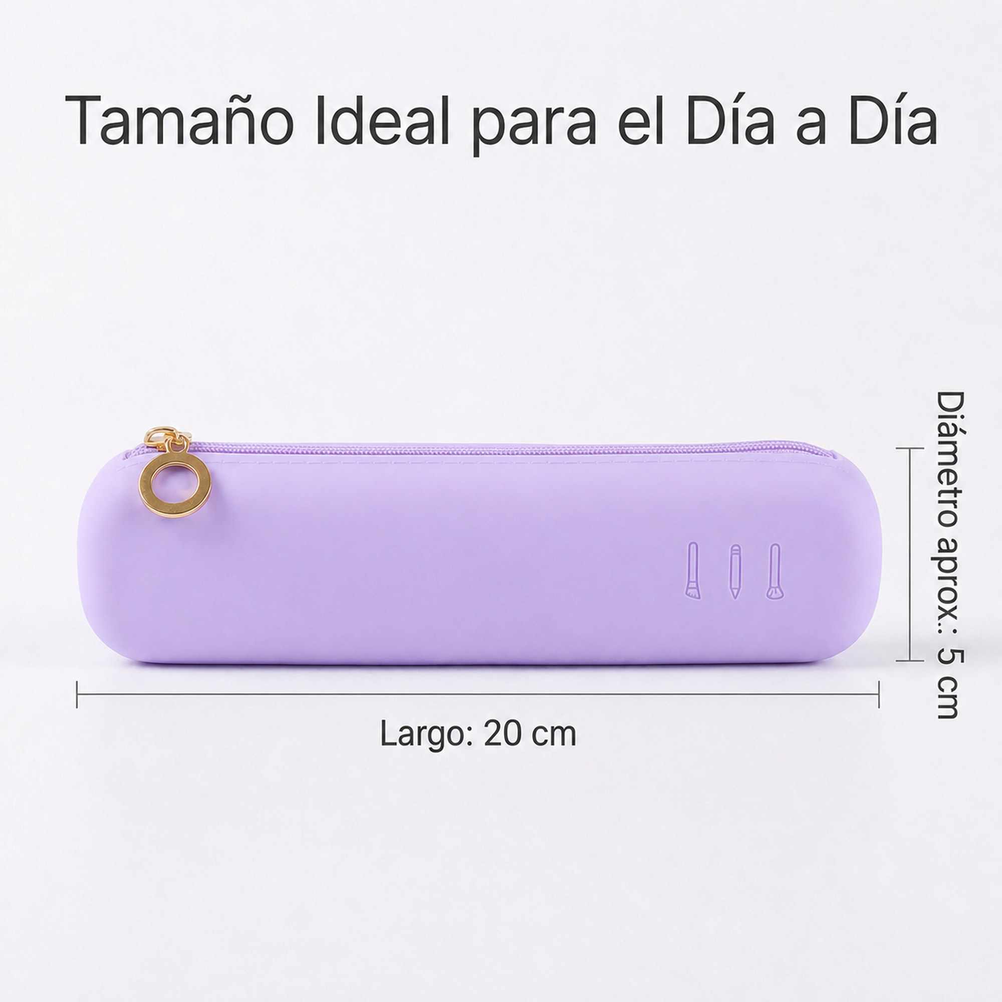 Estuche Rígido de Silicona con Cremallera – Funda Organizadora para Lápices, Maquillaje y Accesorios – Morado - imagen 3