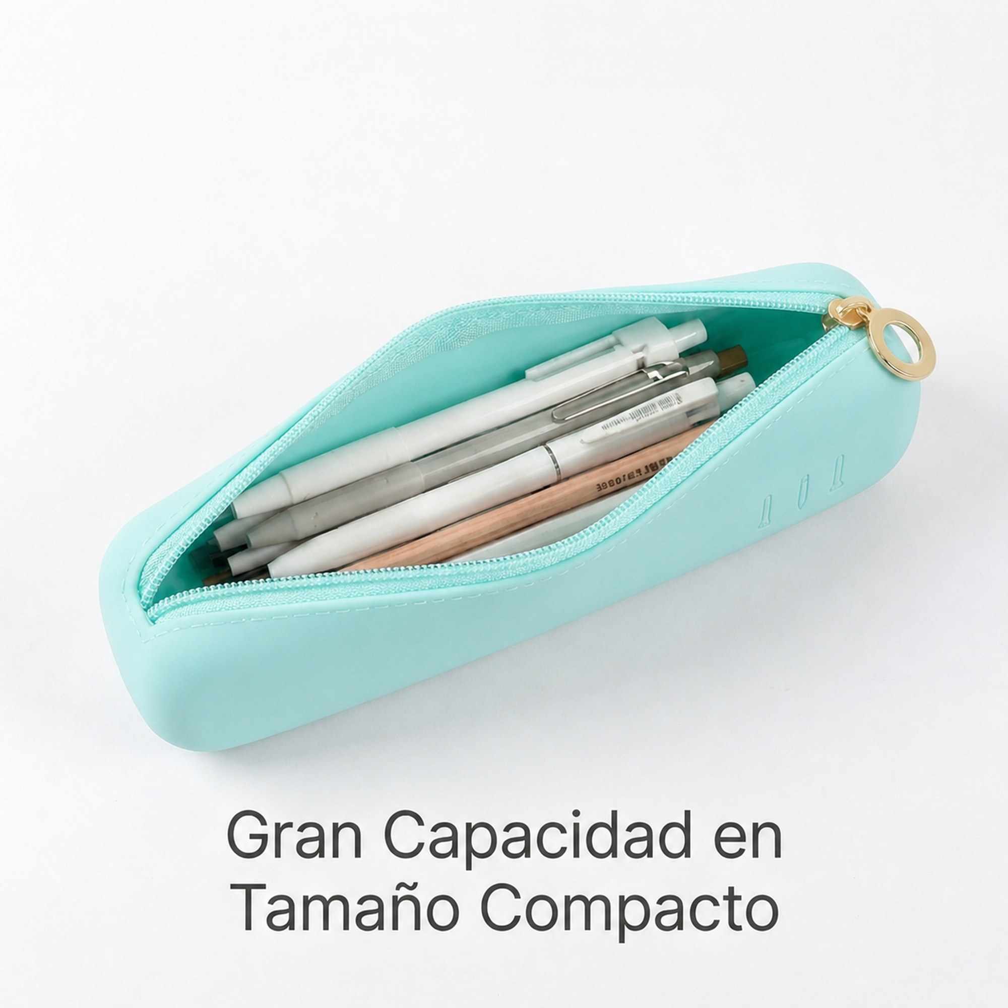 Estuche Rígido de Silicona con Cremallera – Funda Organizadora para Lápices, Maquillaje y Accesorios – Verde - imagen 2
