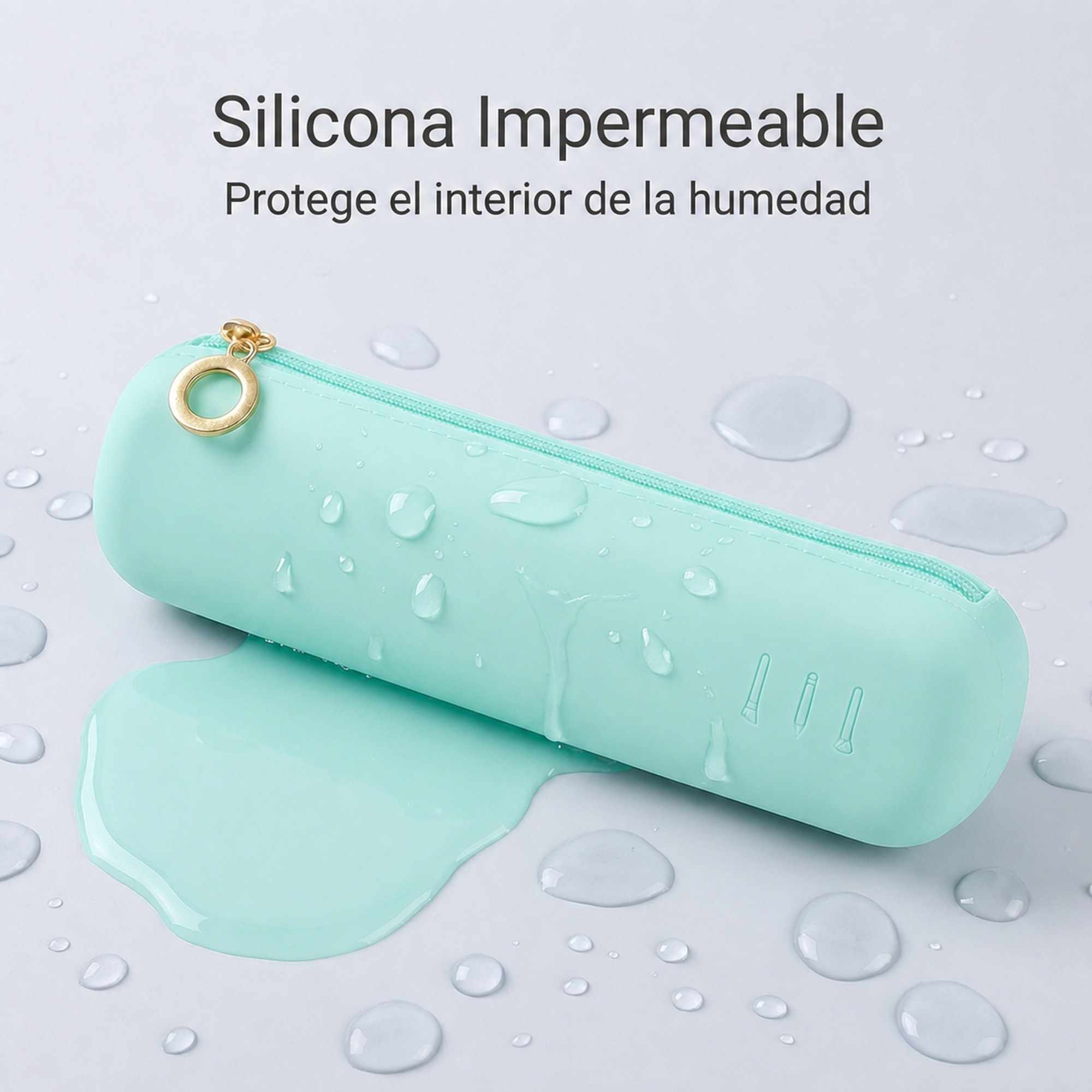 Estuche Rígido de Silicona con Cremallera – Funda Organizadora para Lápices, Maquillaje y Accesorios – Verde - imagen 4