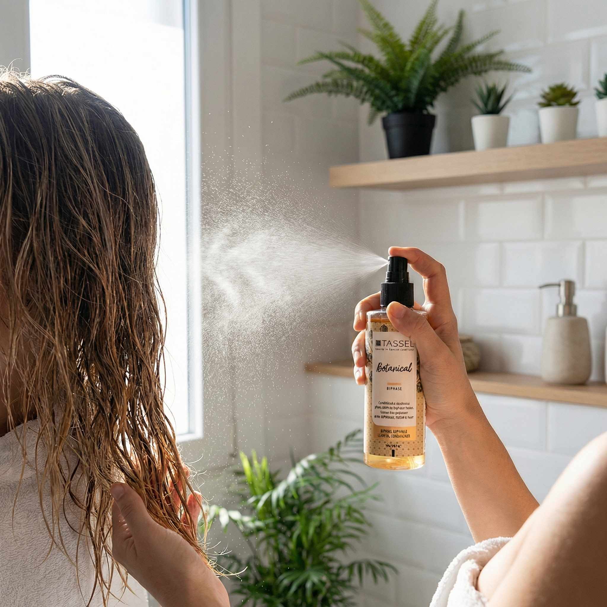 Acondicionador Bifásico Sin Aclarado 100 ml – Protector Capilar con Aceites Naturales de Oliva, Abisinia, Tsubaki y Peonía - imagen 2