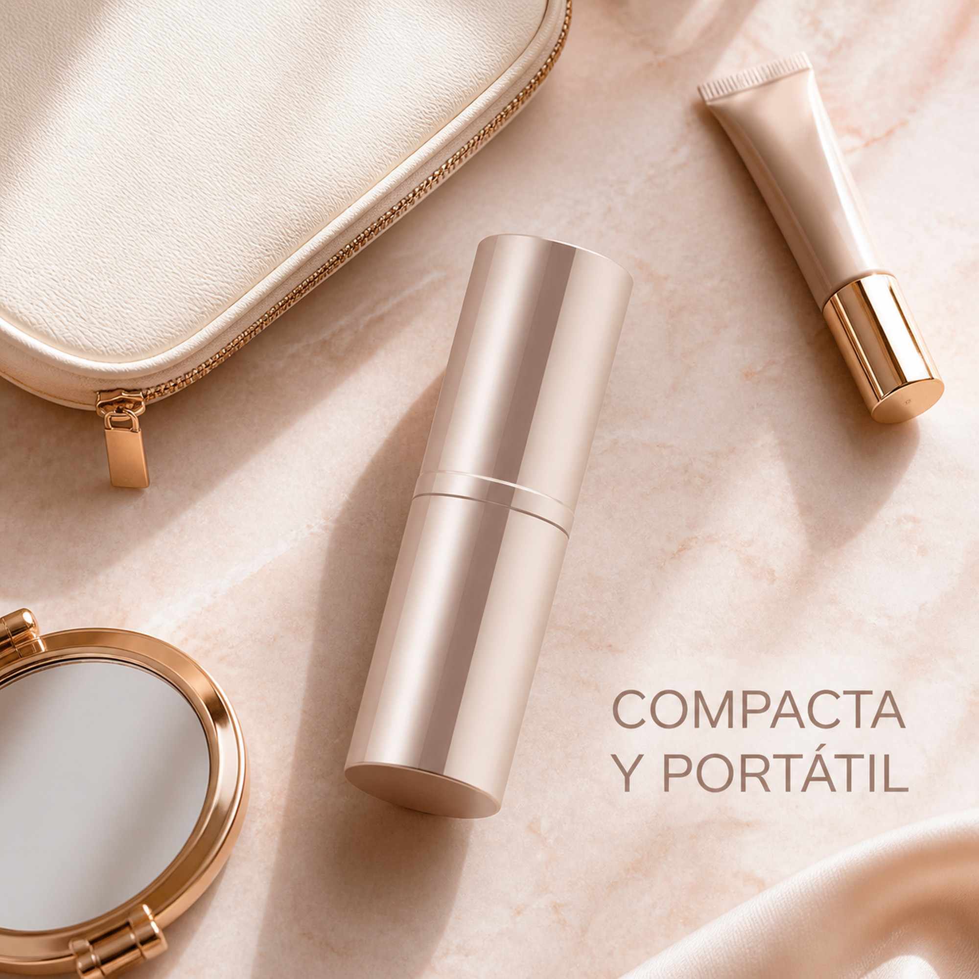 Brocha Kabuki Retráctil Dorado de Aluminio para Base, Cerdas Suaves, Corte Plano - imagen 5
