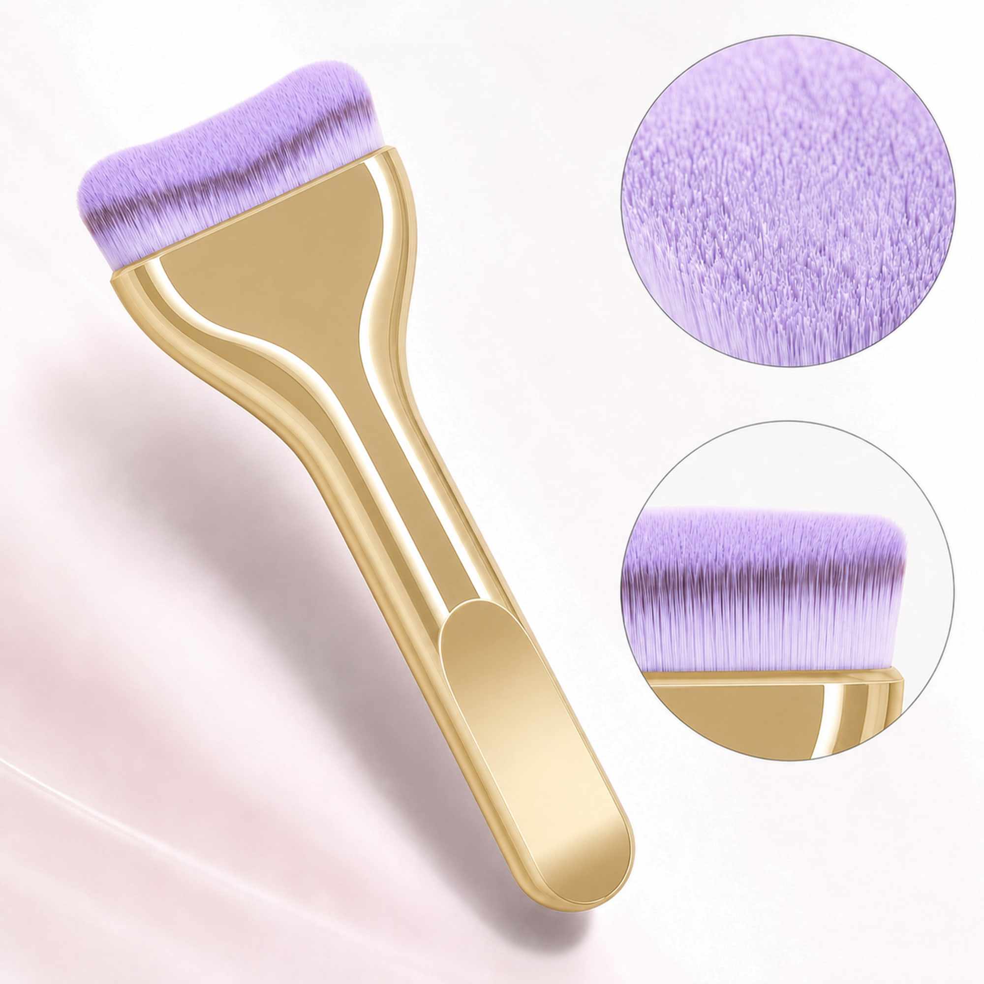 Brocha Facial Dorada con Cerdas Suaves, Aplicador de Maquillaje para Base, Mascarillas y Skincare Spa - imagen 2
