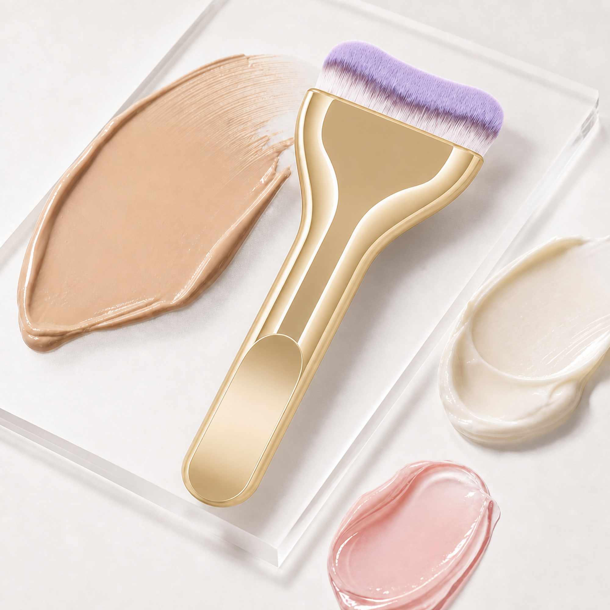 Brocha Facial Dorada con Cerdas Suaves, Aplicador de Maquillaje para Base, Mascarillas y Skincare Spa - imagen 5