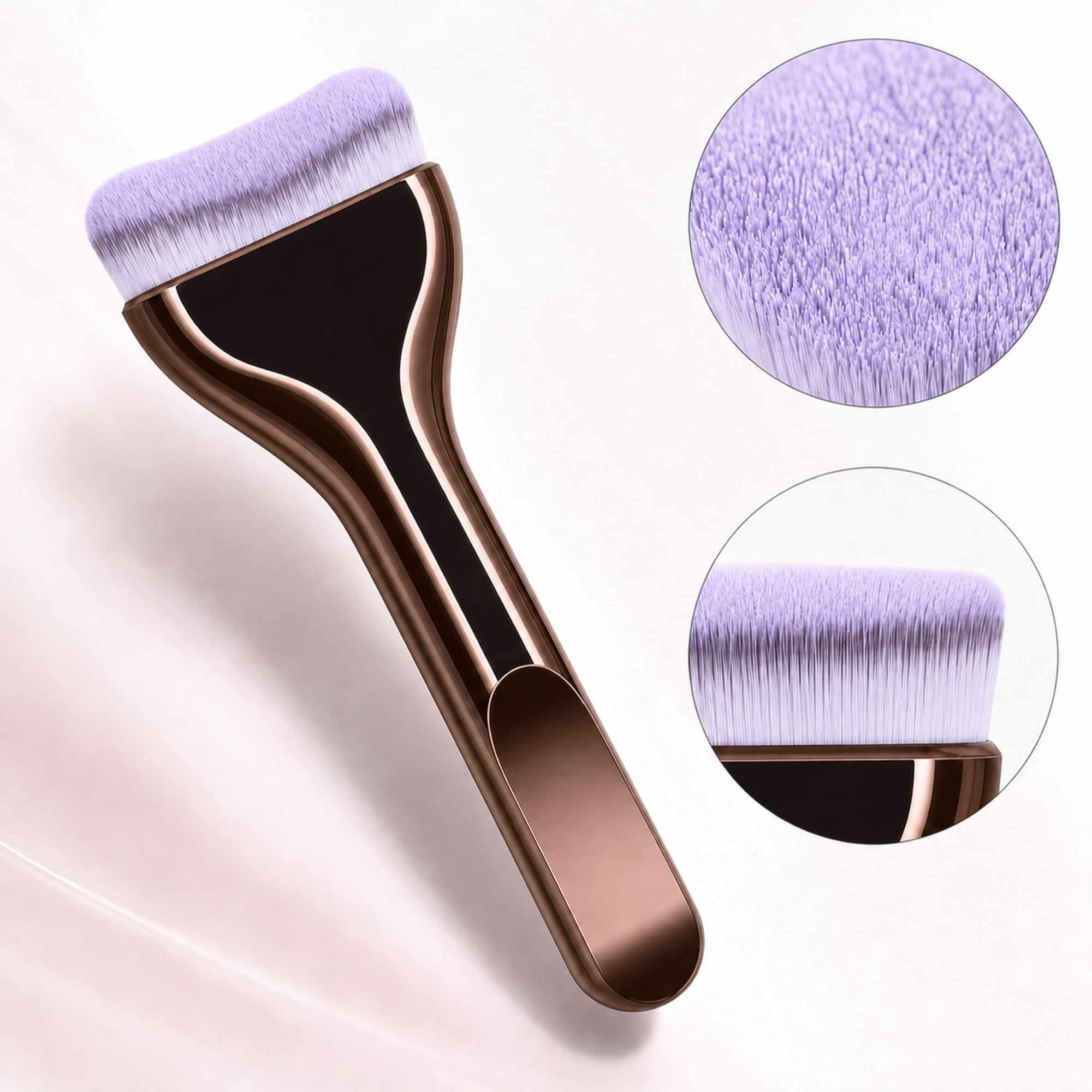 Brocha Facial Marrón con Cerdas Suaves, Aplicador de Maquillaje para Base, Mascarillas y Skincare Spa - imagen 2