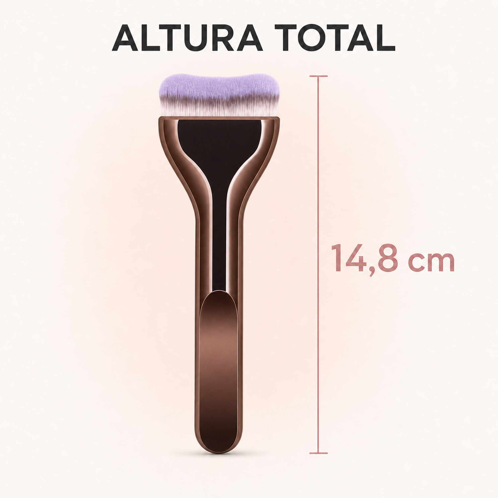 Brocha Facial Marrón con Cerdas Suaves, Aplicador de Maquillaje para Base, Mascarillas y Skincare Spa - imagen 4