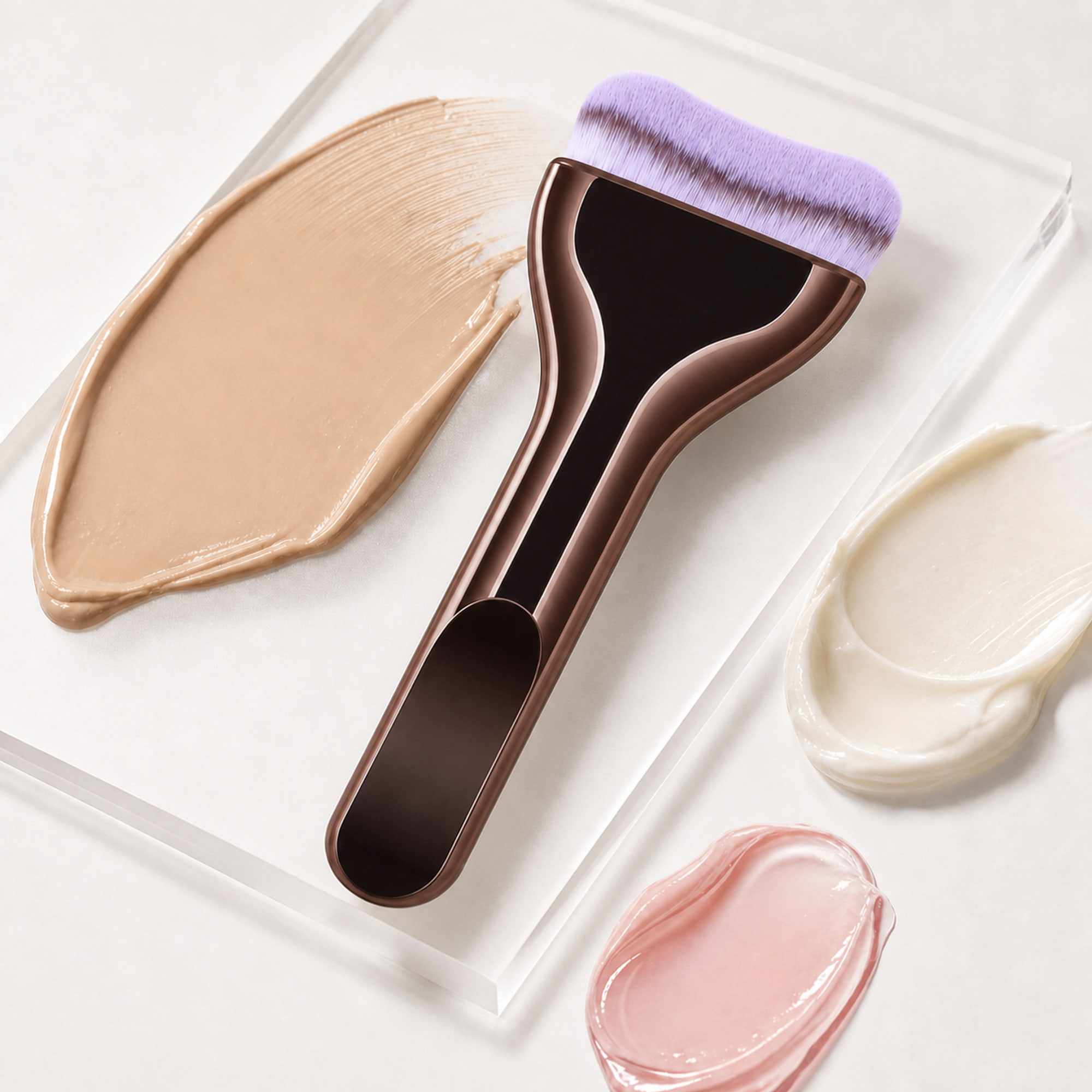 Brocha Facial Marrón con Cerdas Suaves, Aplicador de Maquillaje para Base, Mascarillas y Skincare Spa - imagen 5