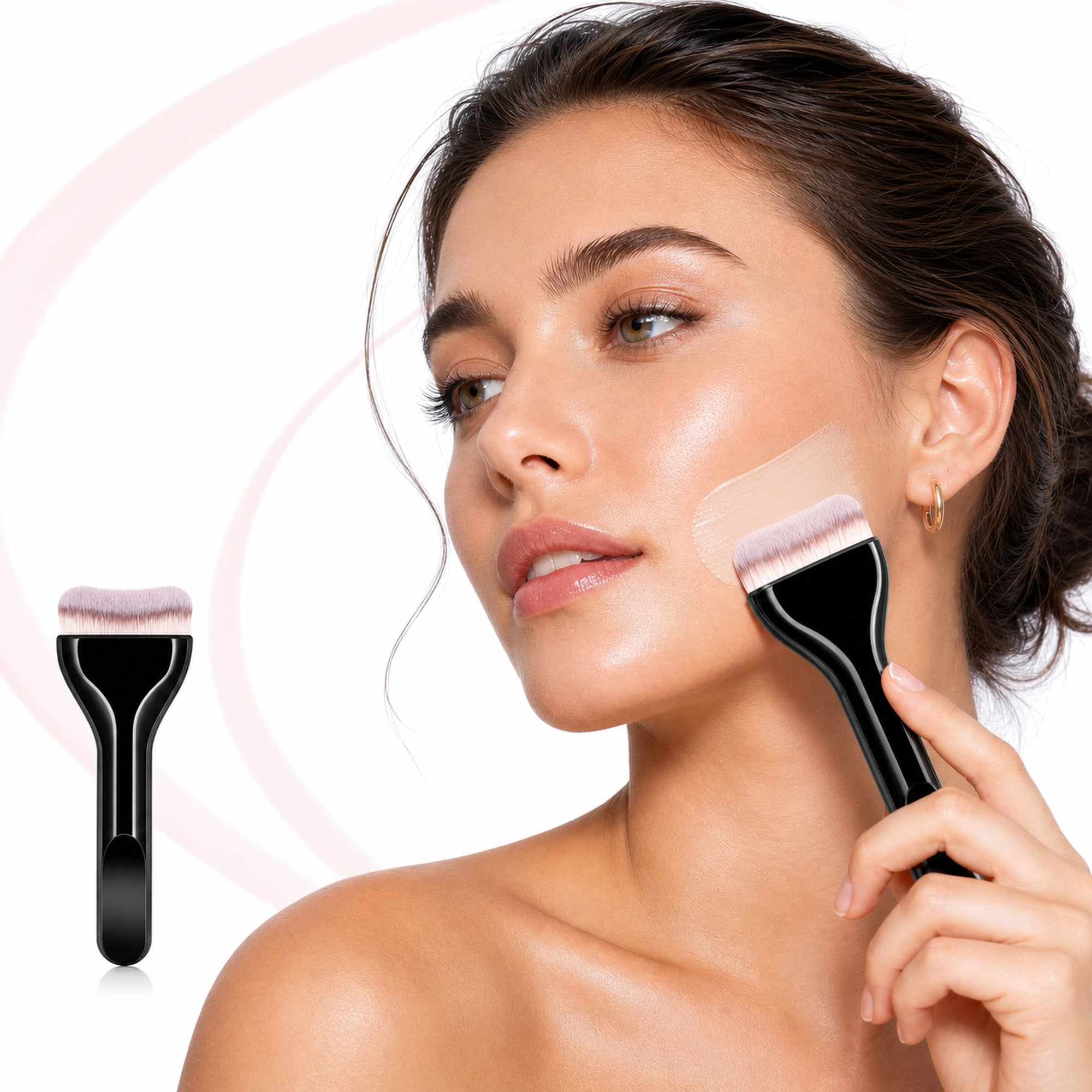Brocha Facial Negra con Cerdas Suaves, Aplicador de Maquillaje para Base, Mascarillas y Skincare Spa - imagen 3