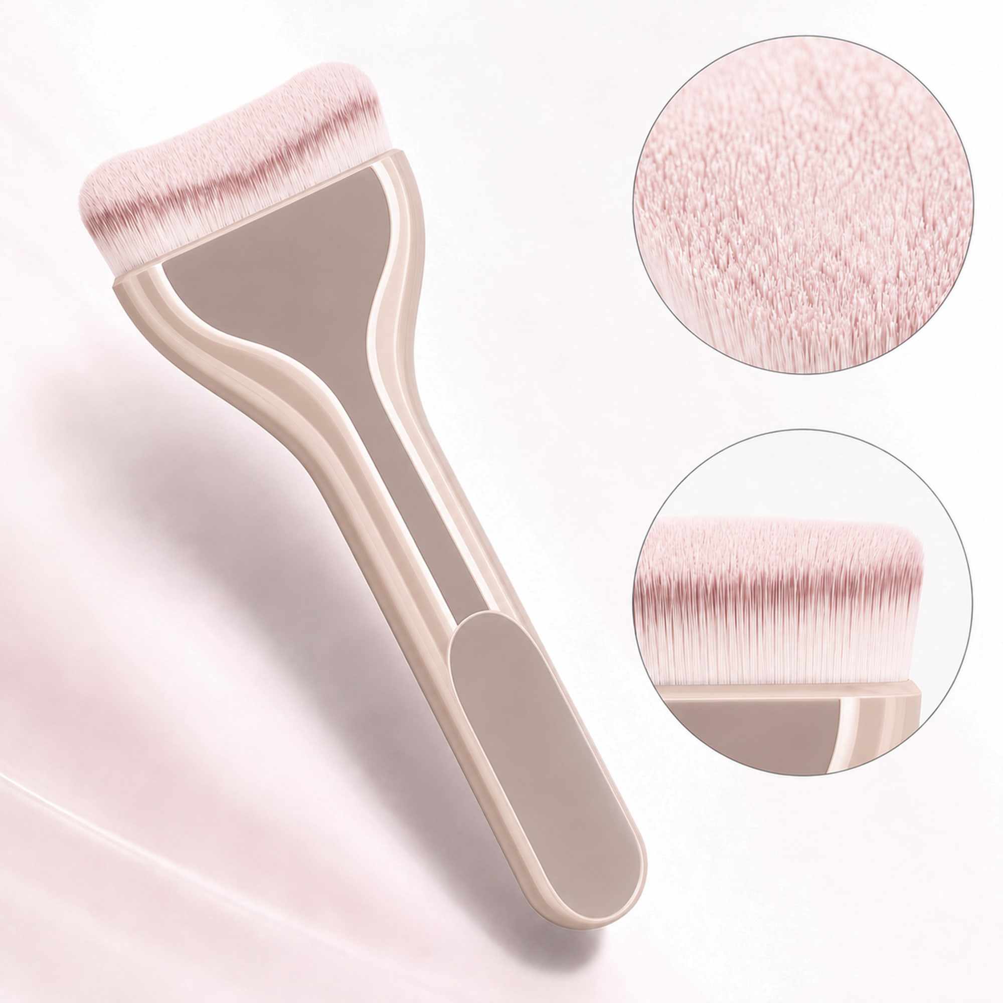 Brocha Facial Beige con Cerdas Suaves, Aplicador de Maquillaje para Base, Mascarillas y Skincare Spa - imagen 2